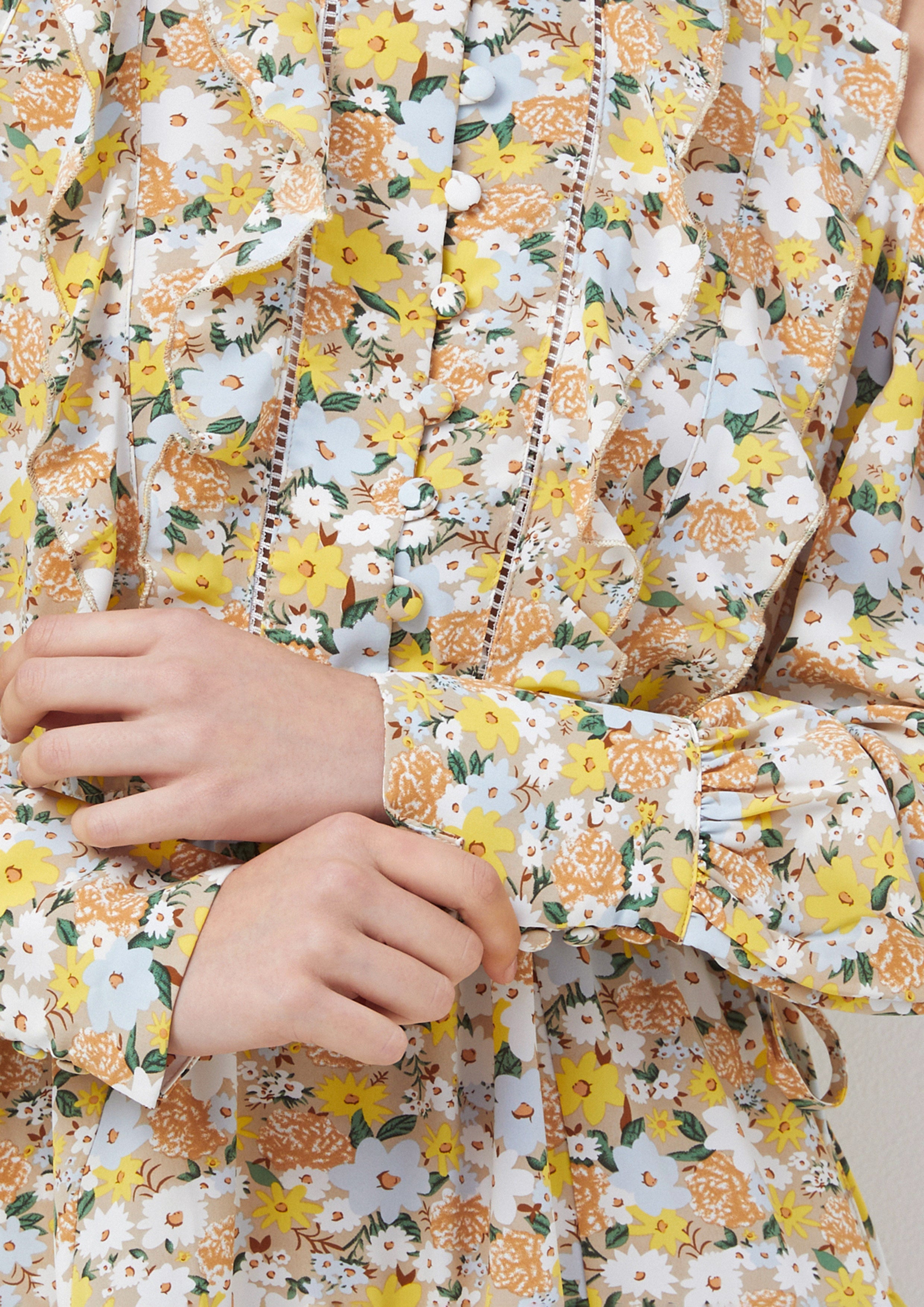 Cold-Shoulder Ruffle Floral Mini Dress Blooms and Blessings