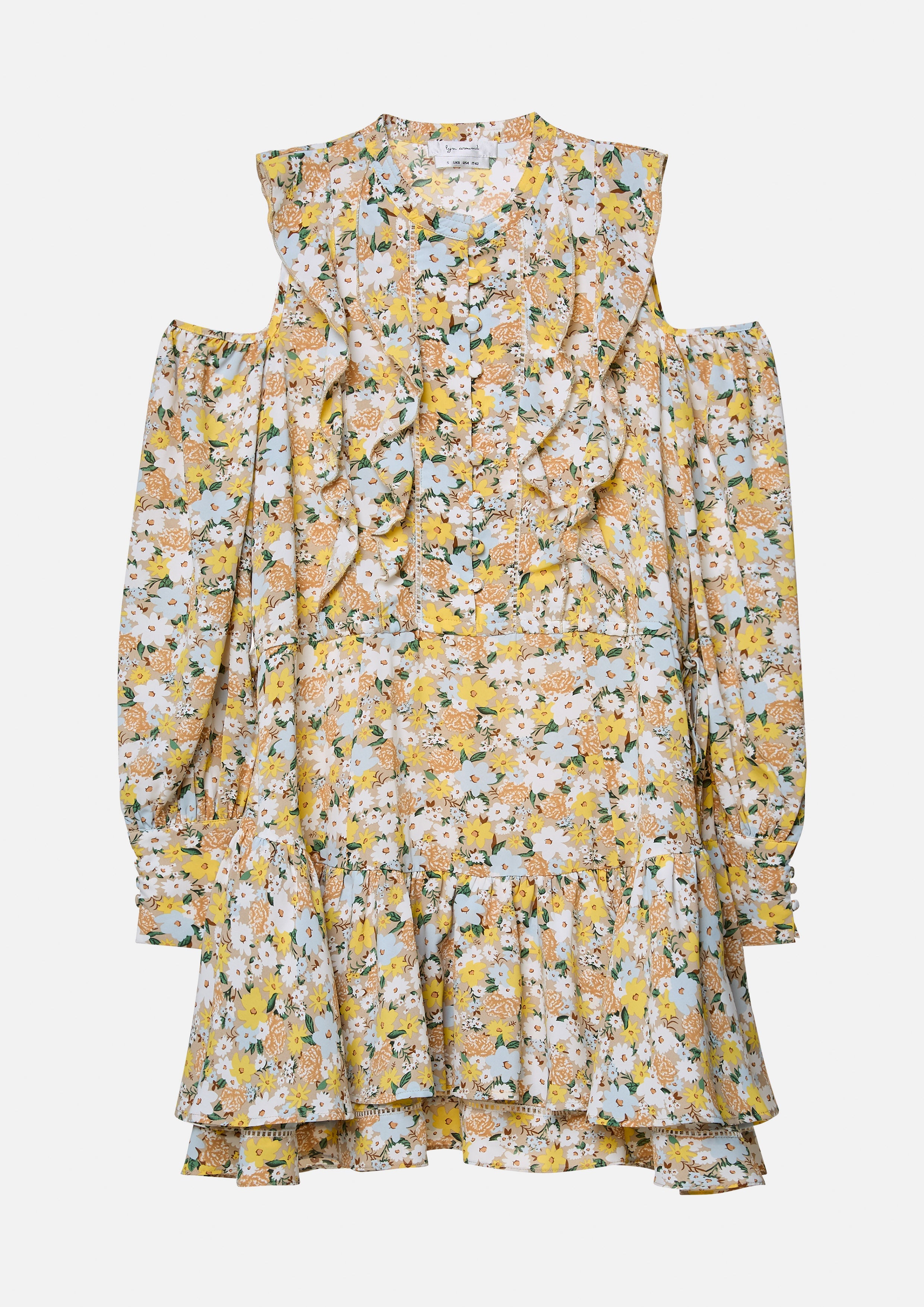 Cold-Shoulder Ruffle Floral Mini Dress Blooms and Blessings