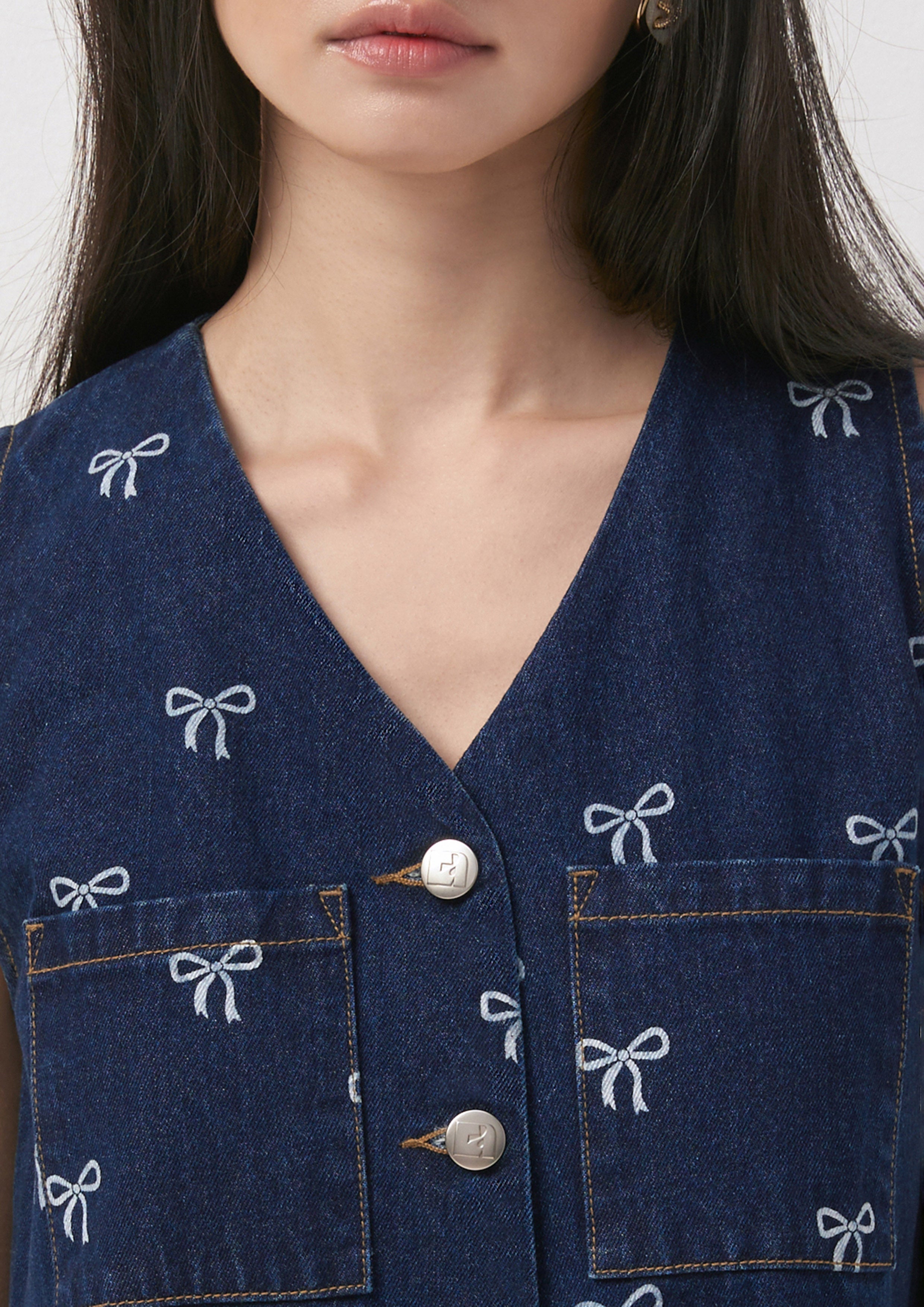 Bow Denim Romper Sweet Summertime
