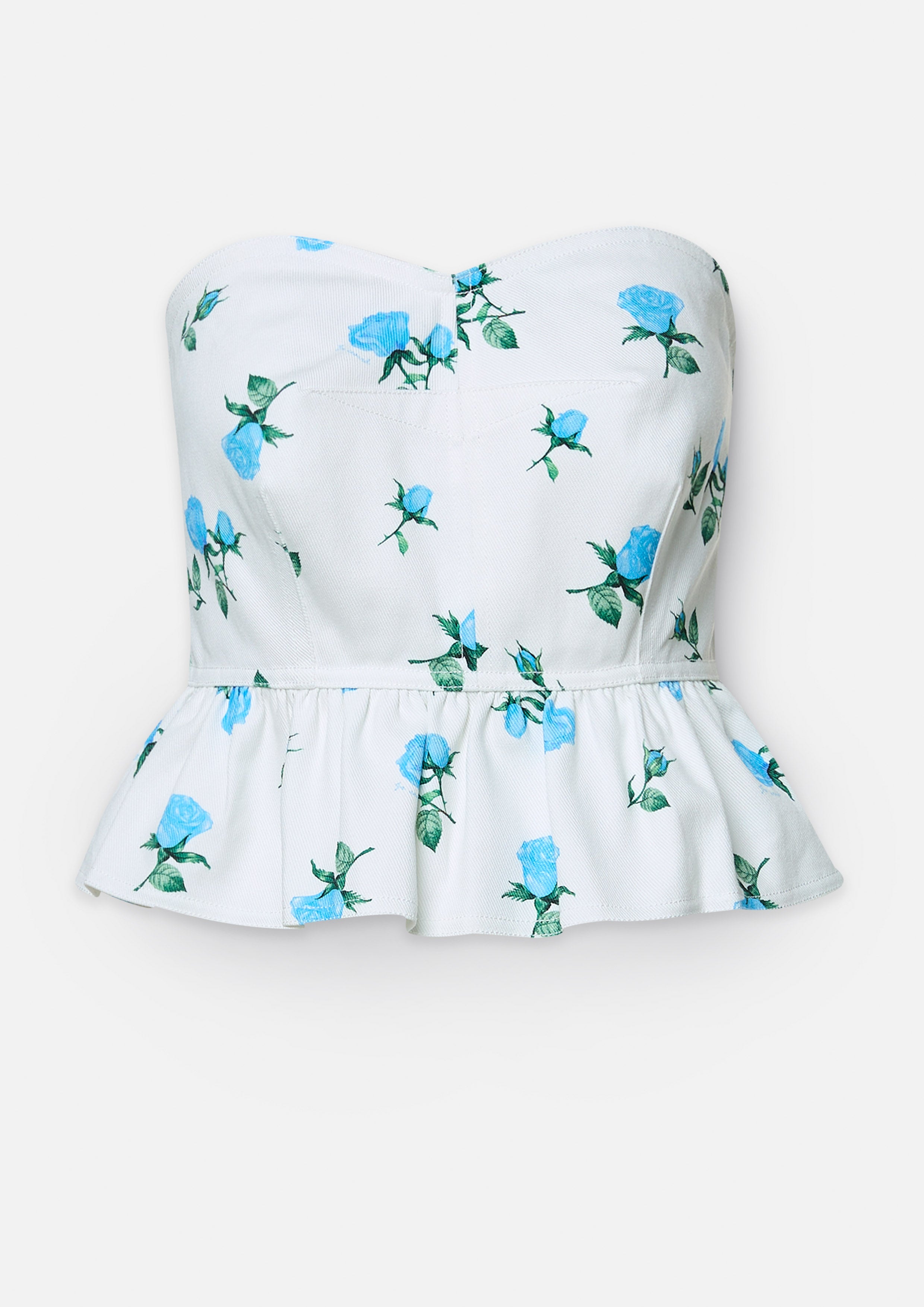 เสื้อเกาะอก ทรงเปปลัม ลายดอกไม้ Meadow of Serenity