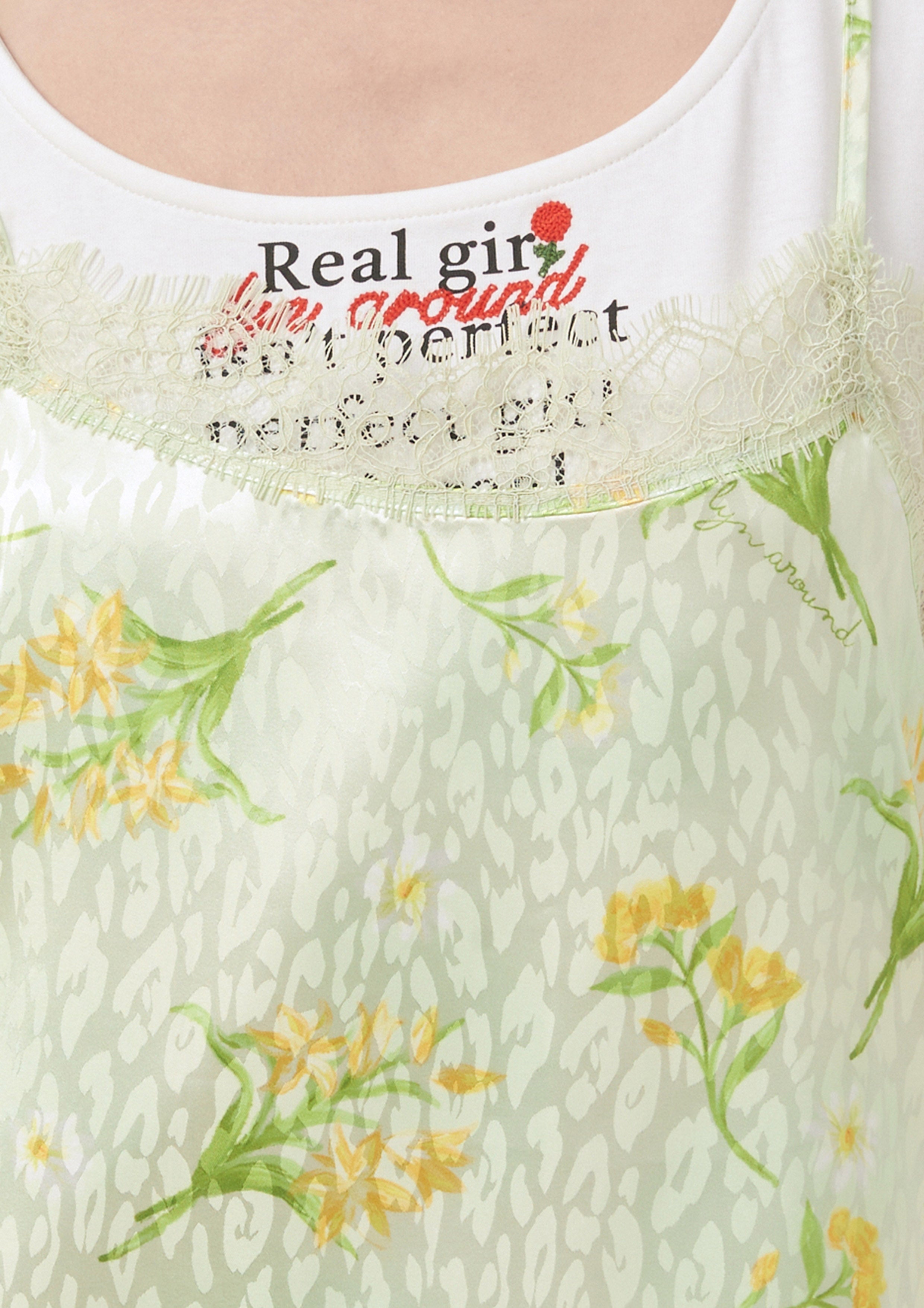 Floral Lace Trim Camisole Top Bloom