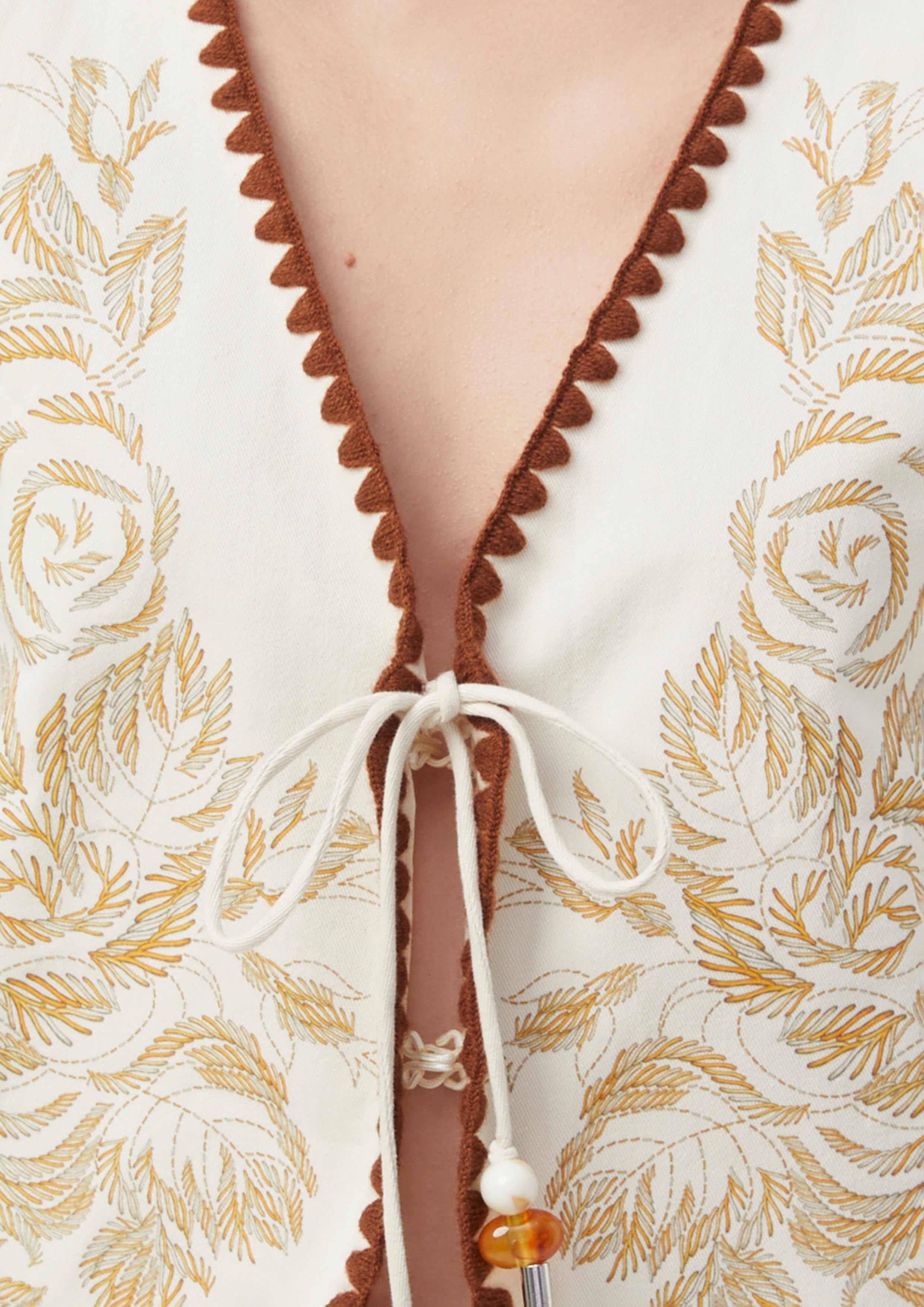Rose Ornamental Tie-Front Vest Margot's Summer Field