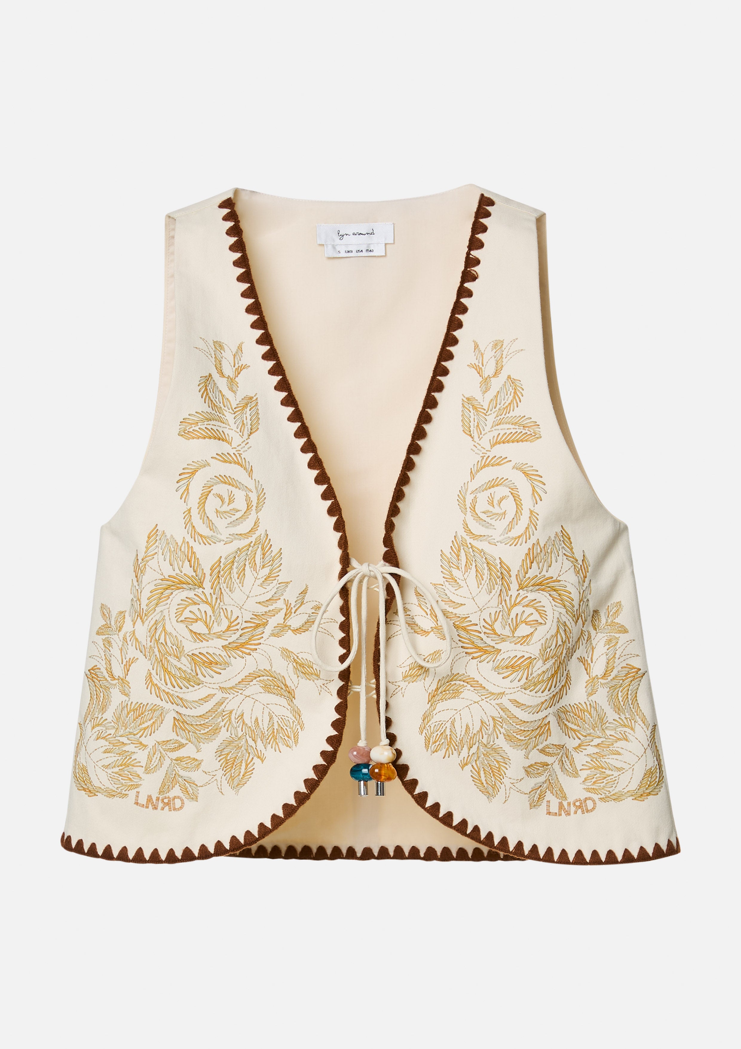 Rose Ornamental Tie-Front Vest Margot's Summer Field