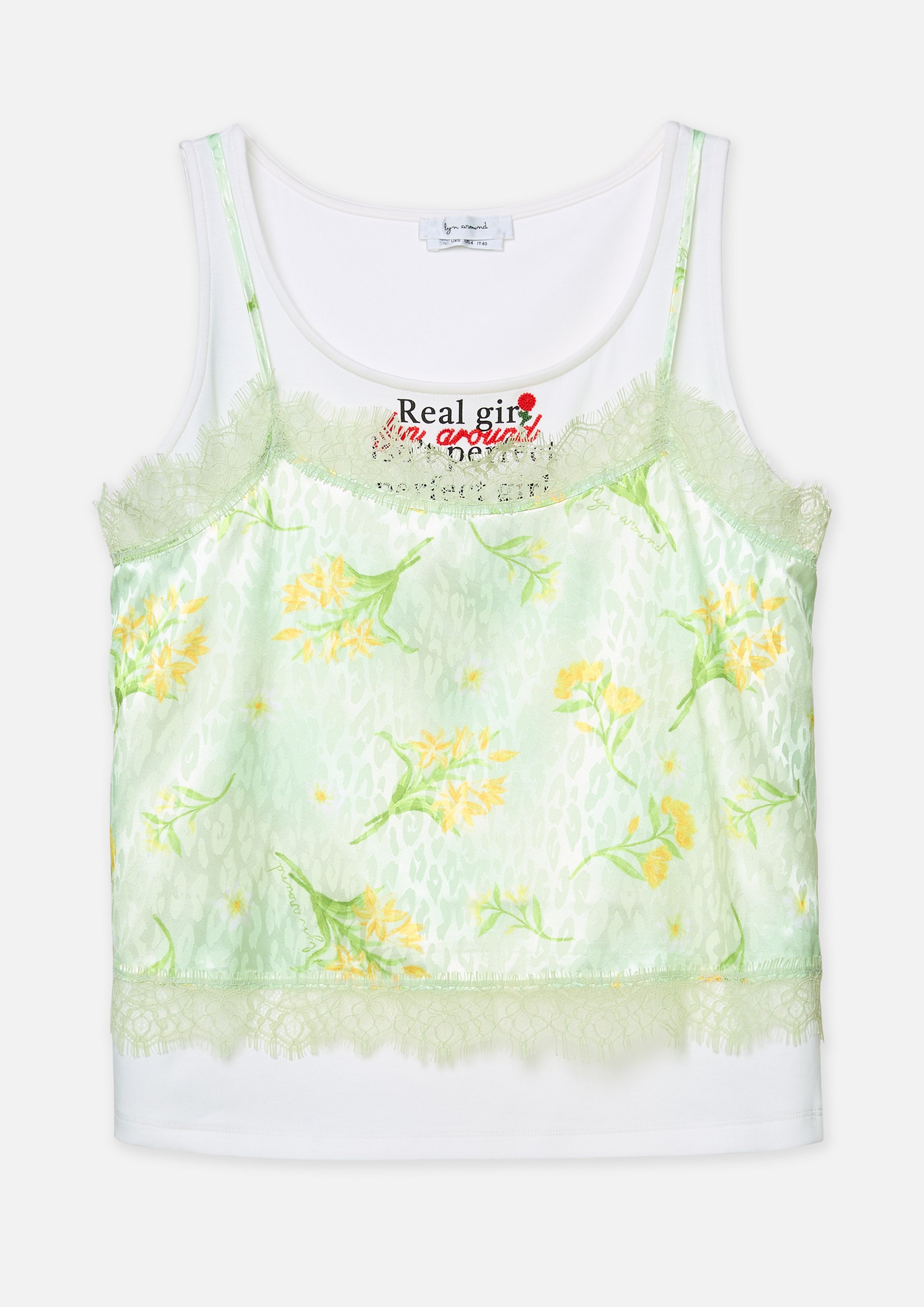 Floral Lace Trim Camisole Top Bloom