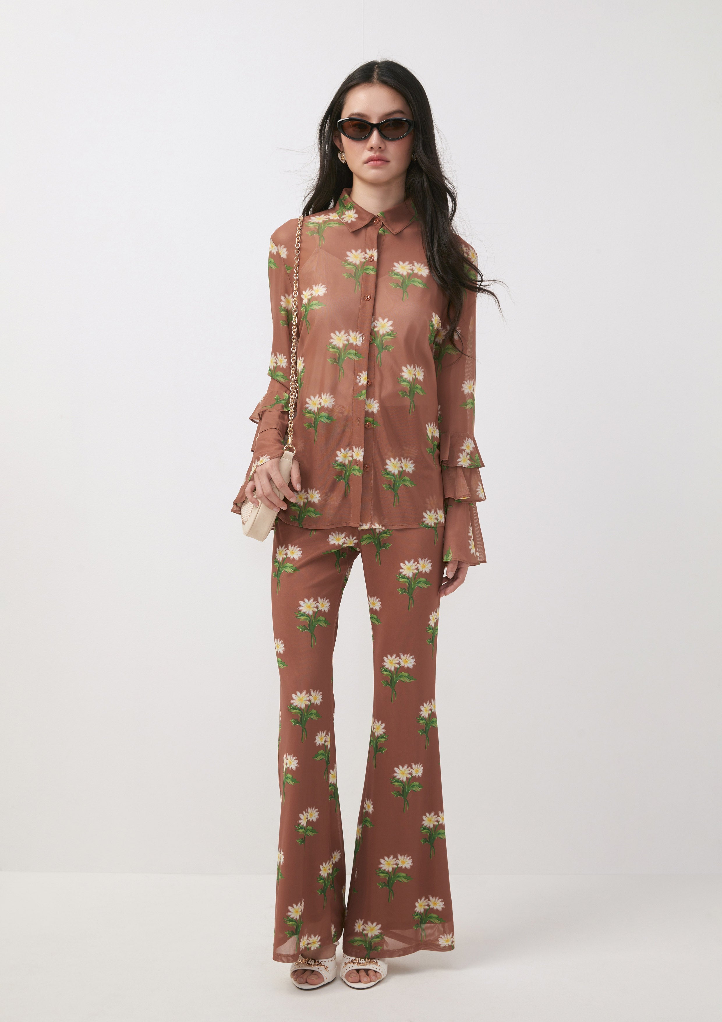 Long Sleeve Floral Ruffle Shirt Bloom