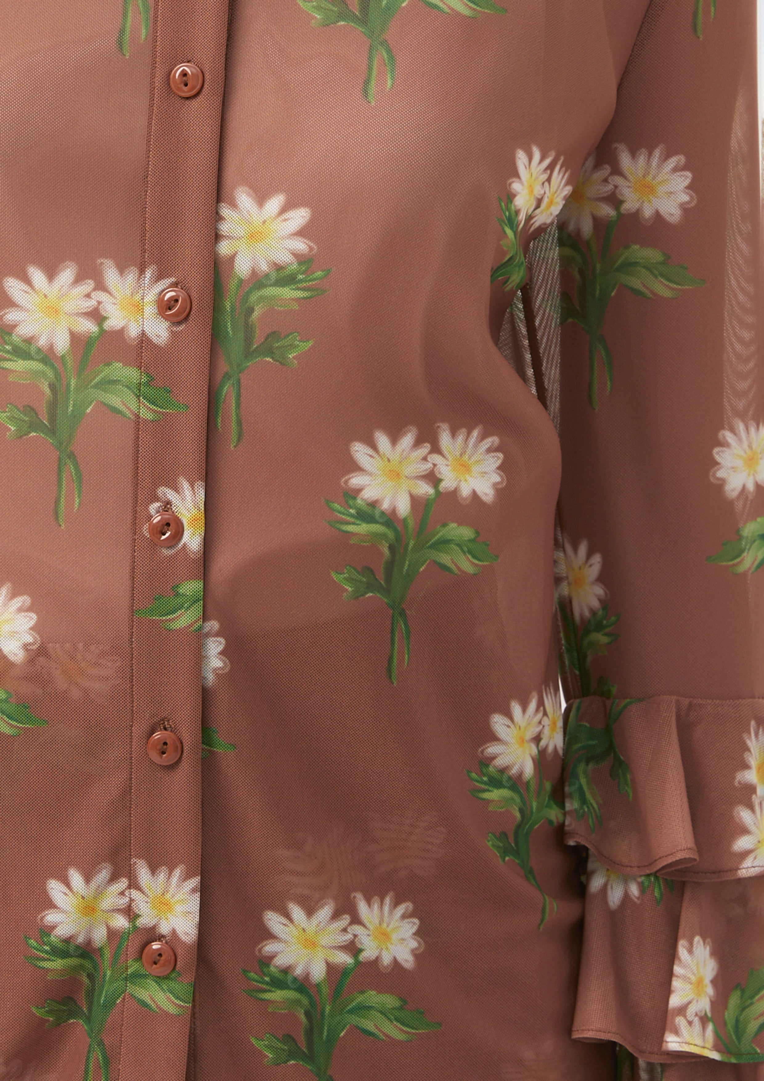 Long Sleeve Floral Ruffle Shirt Bloom
