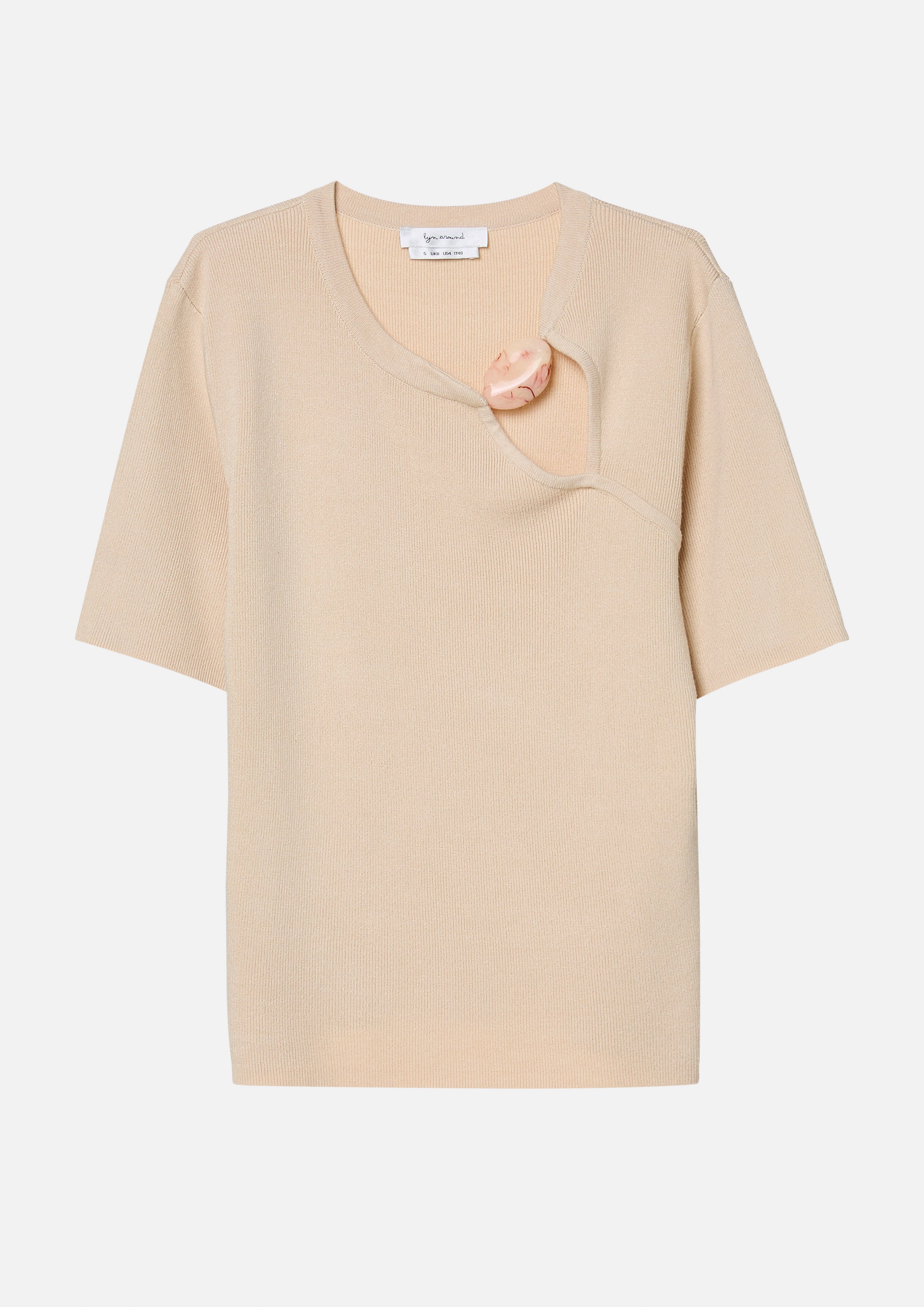 Asymmetric Cut-Out Knit Top with Marbled Accent May Queen