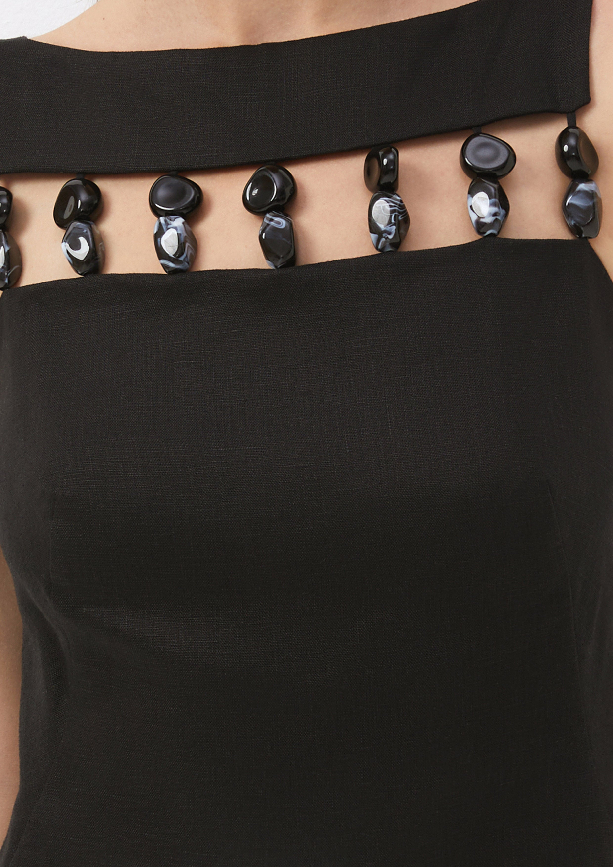 Textured Bead-Trim Mini Dress The Harga Cult