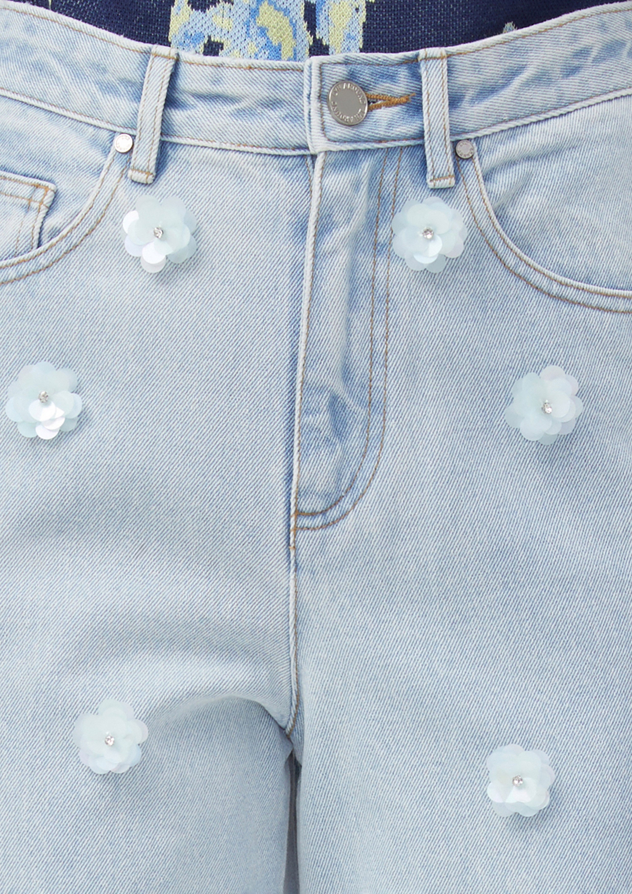 Sequin Flower Denim Jeans Oopsie Daisy