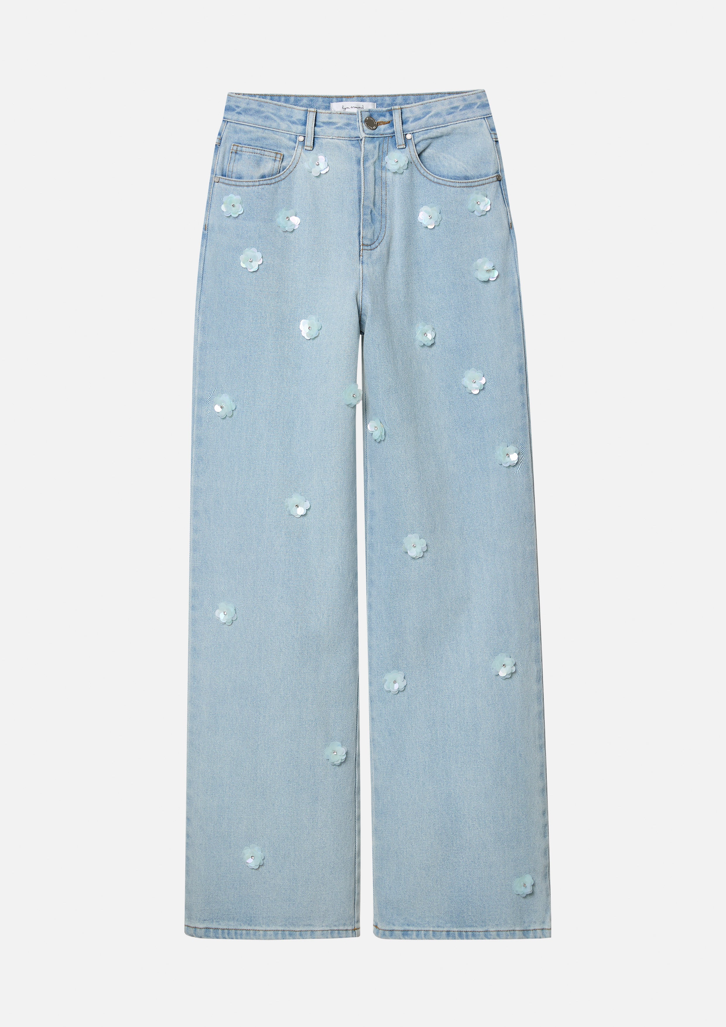 Sequin Flower Denim Jeans Oopsie Daisy