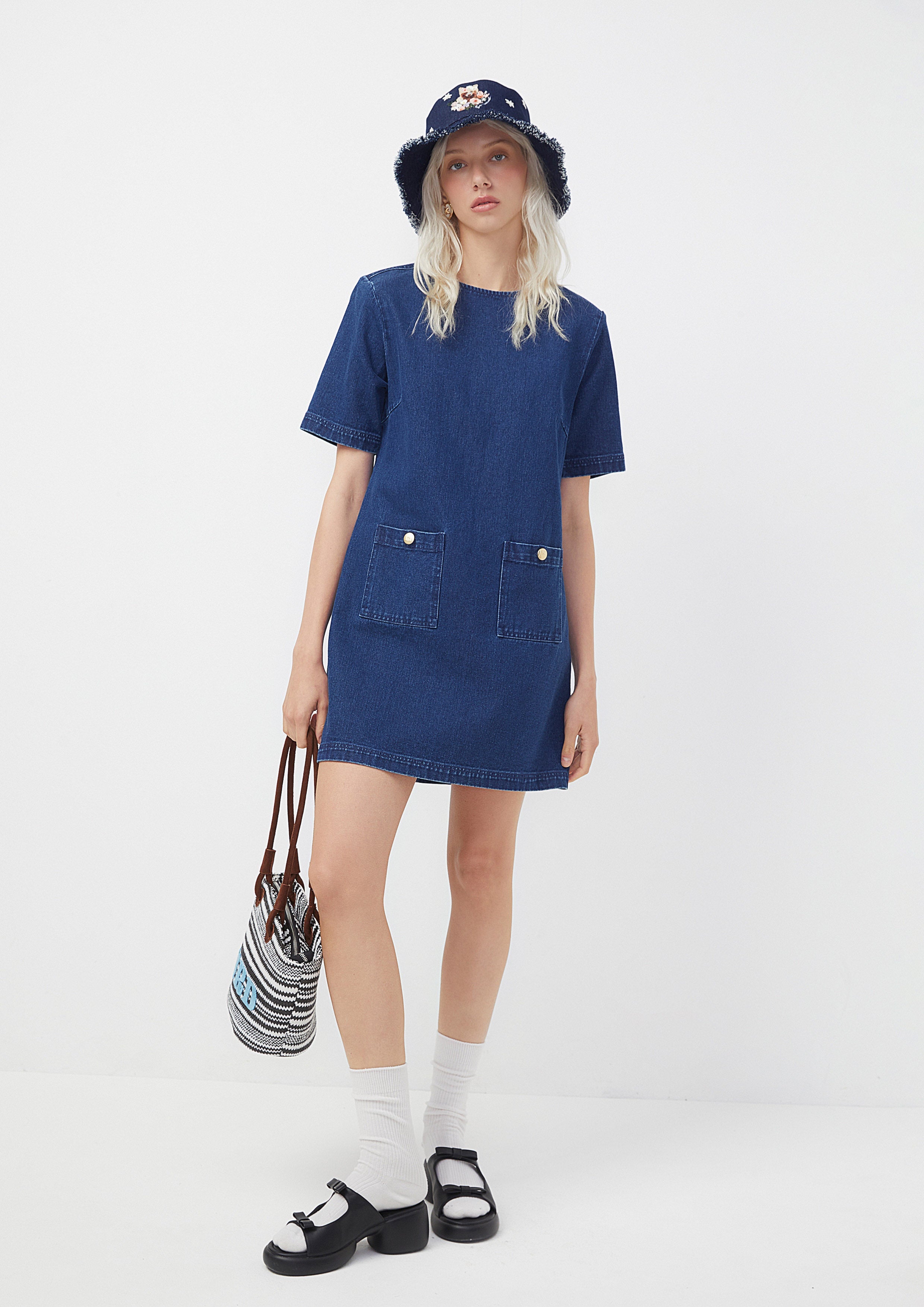 Pocket Mini Denim Dress Girls Just Wanna Have Sun