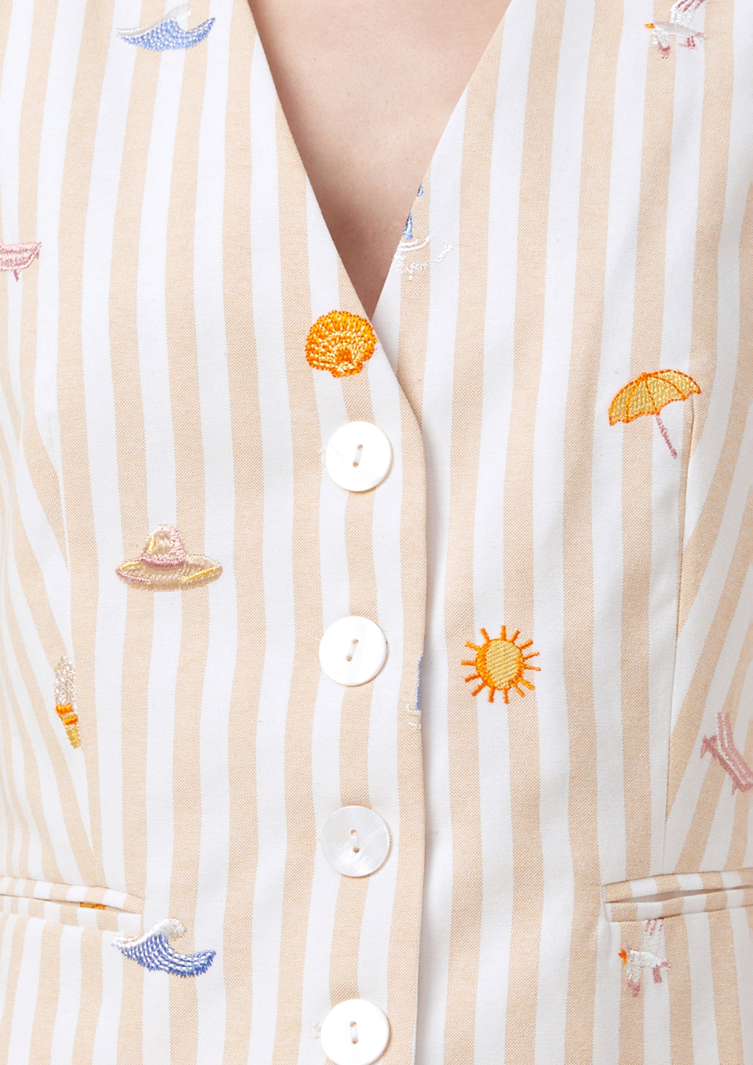 เสื้อกั๊ก ลายทาง ปักลาย Sun-Kiss Amour