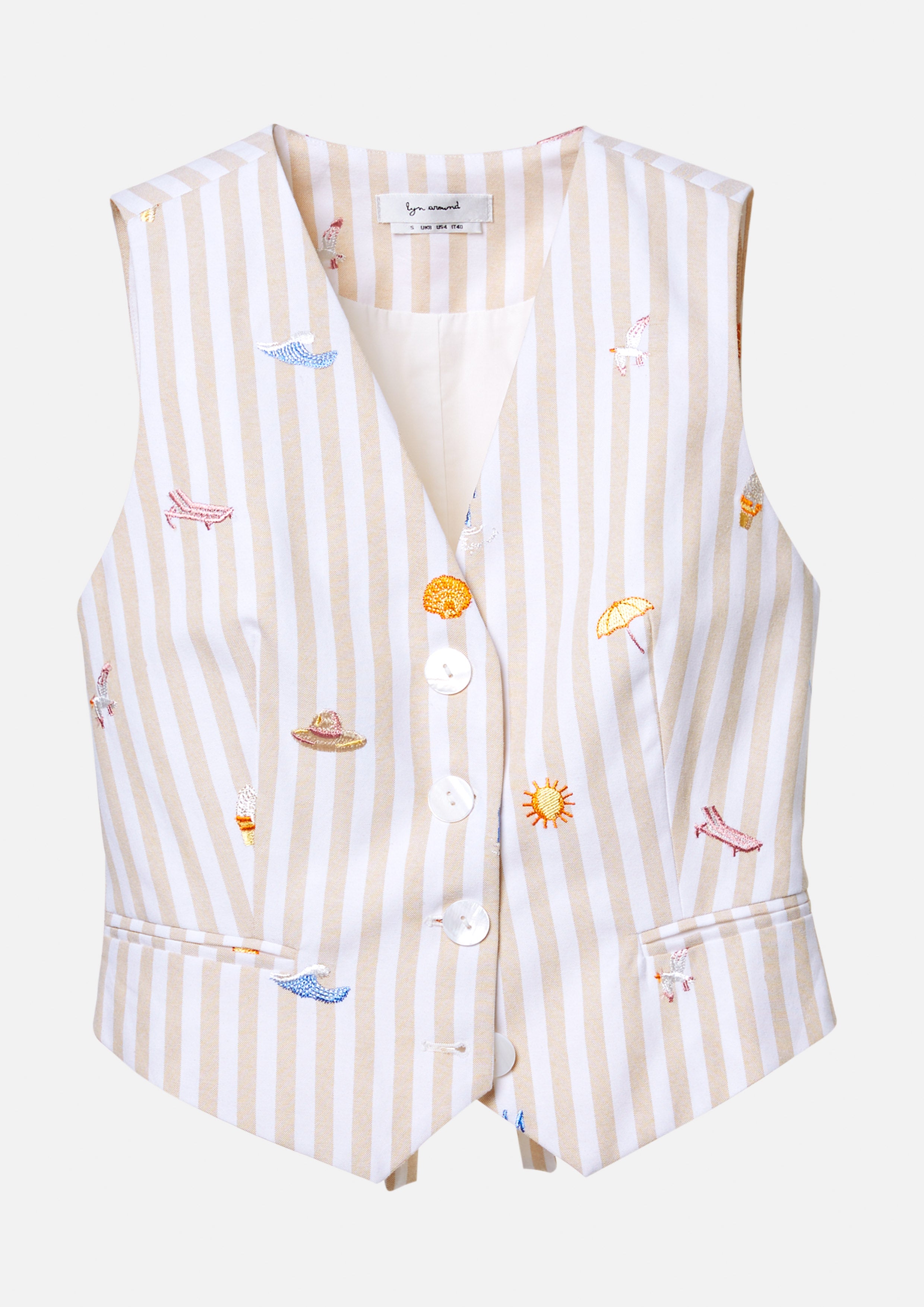 เสื้อกั๊ก ลายทาง ปักลาย Sun-Kiss Amour