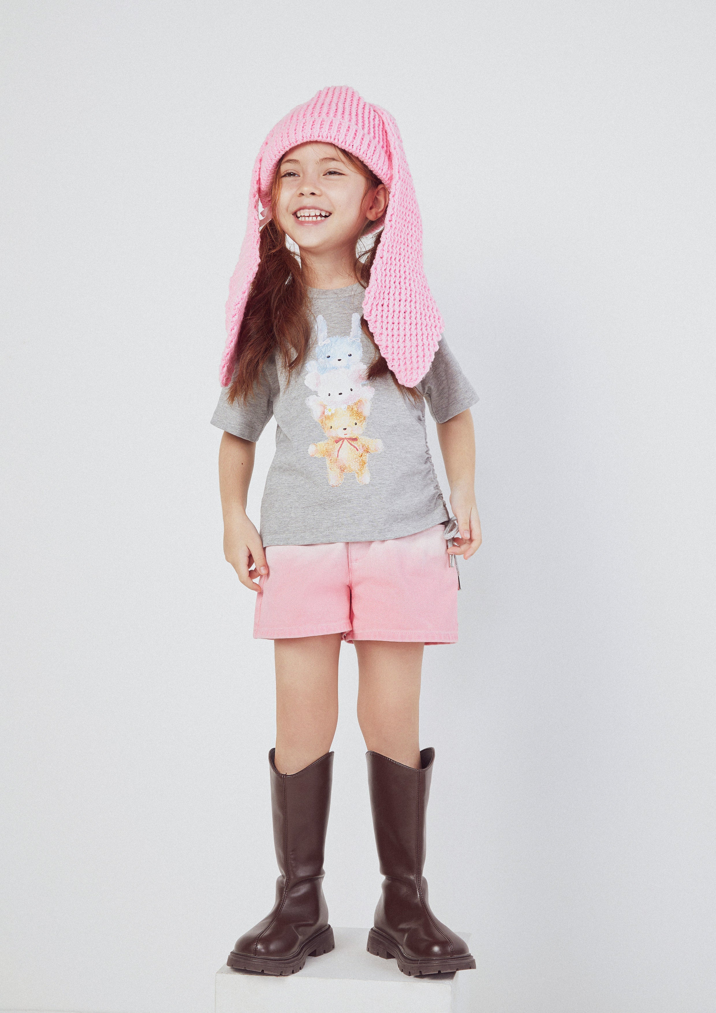 Side Drawstring Printed T-Shirt For Girls Carefree Capture