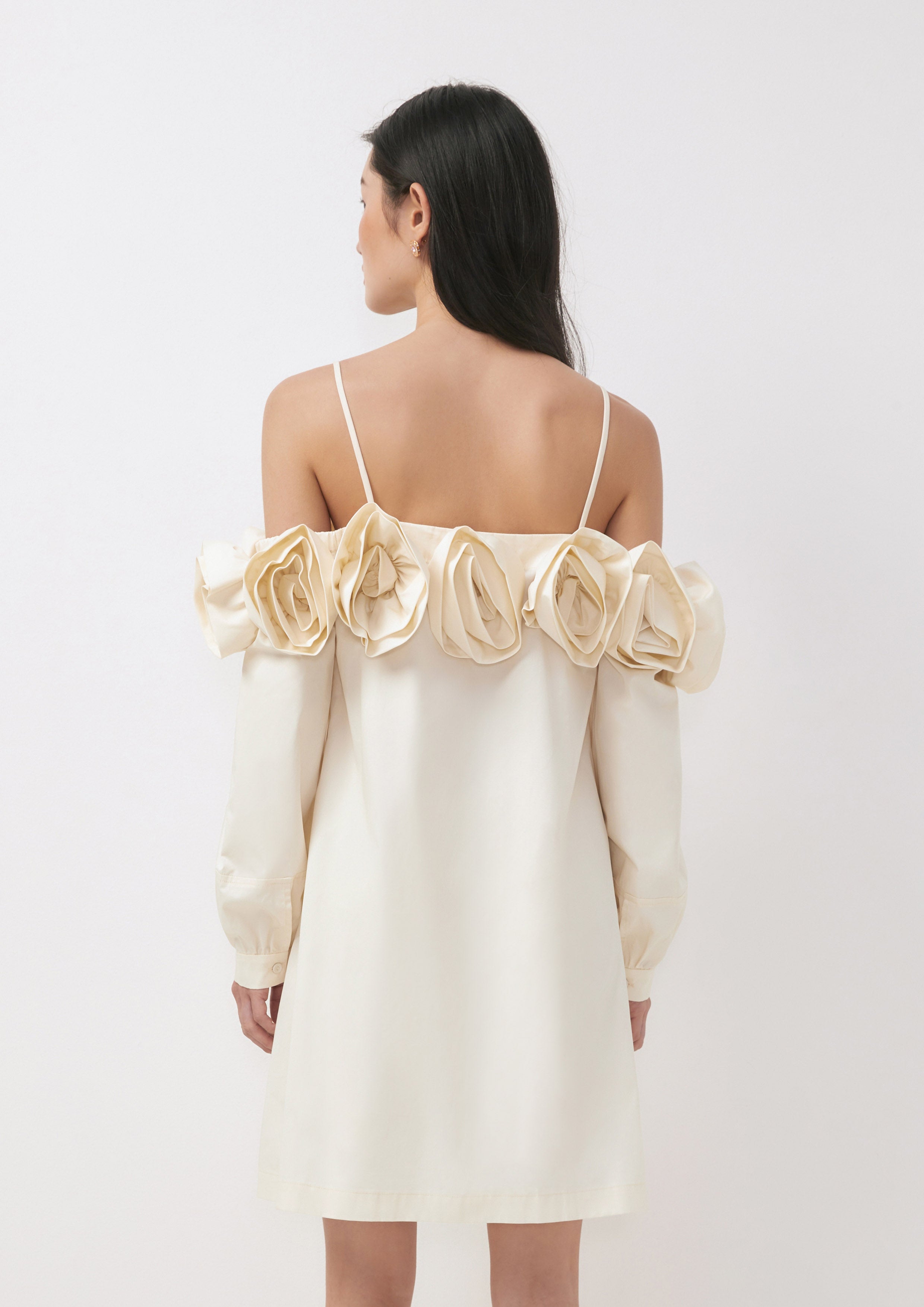 Spaghetti Strap Long Sleeve Dress with Floral Details May Queen