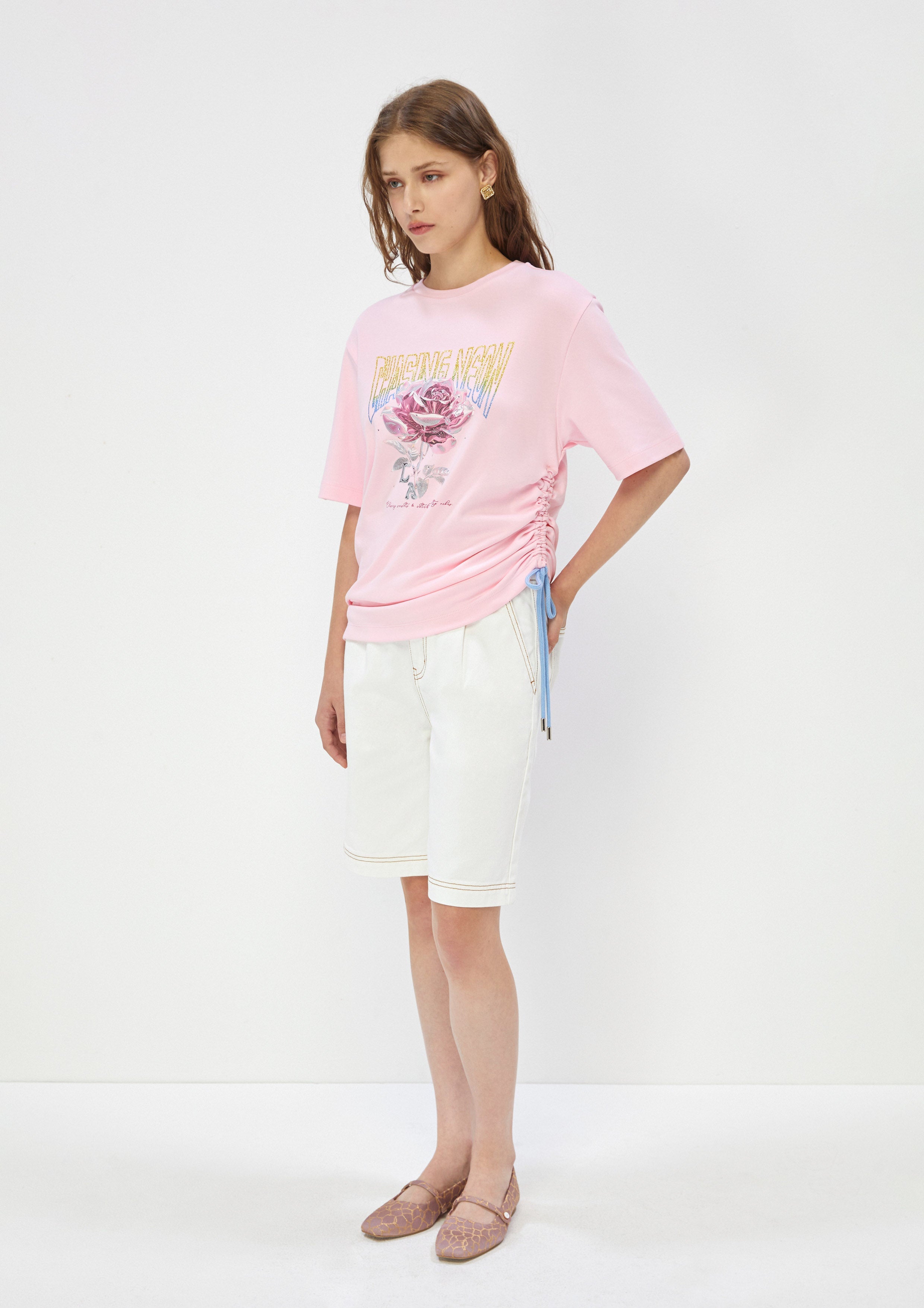 เสื้อยืด พิมพ์ลาย Neon Rose