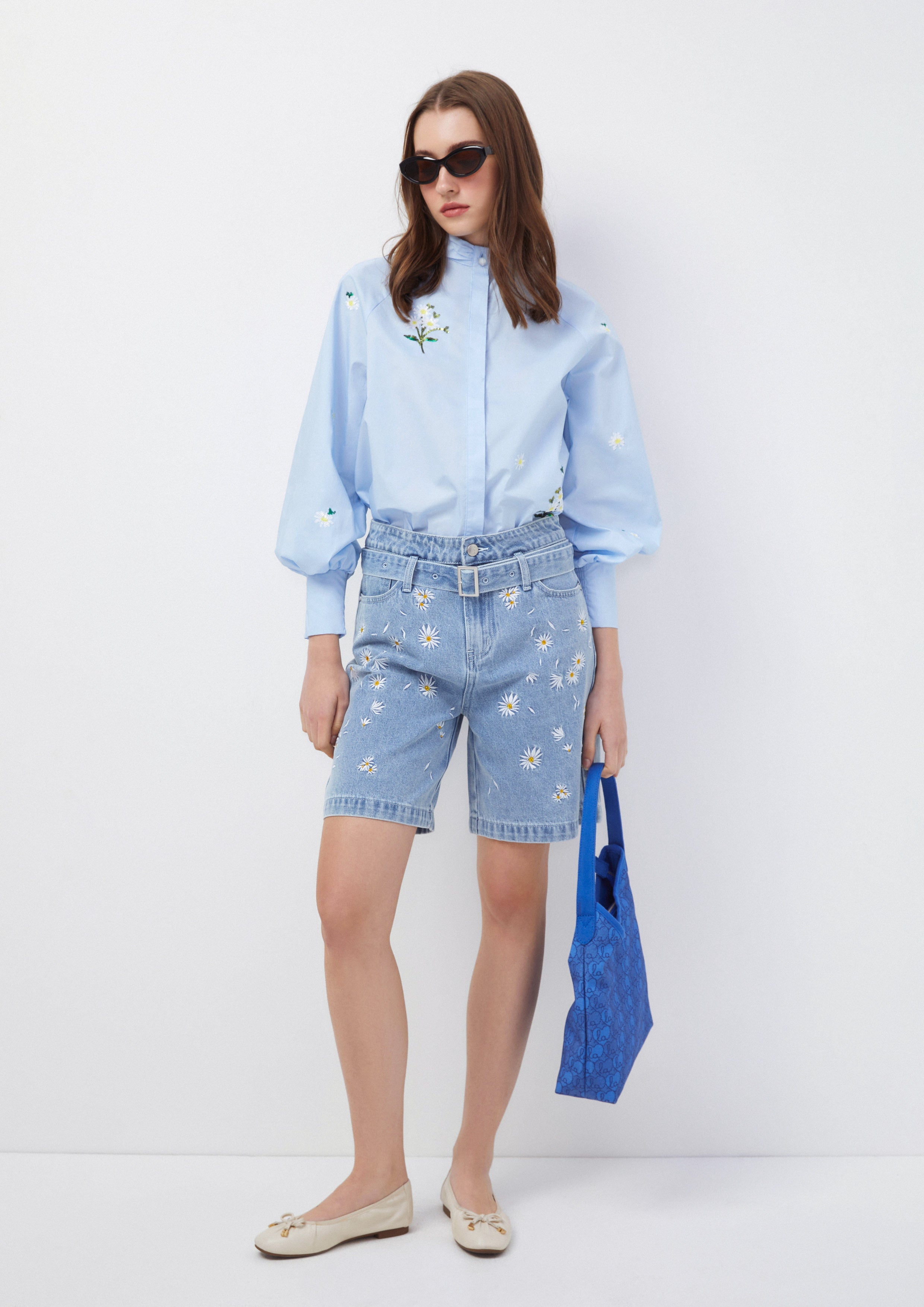 เสื้อเชิ้ต แขนยาว ปักลายดอกเดซี่ Oopsie Daisy