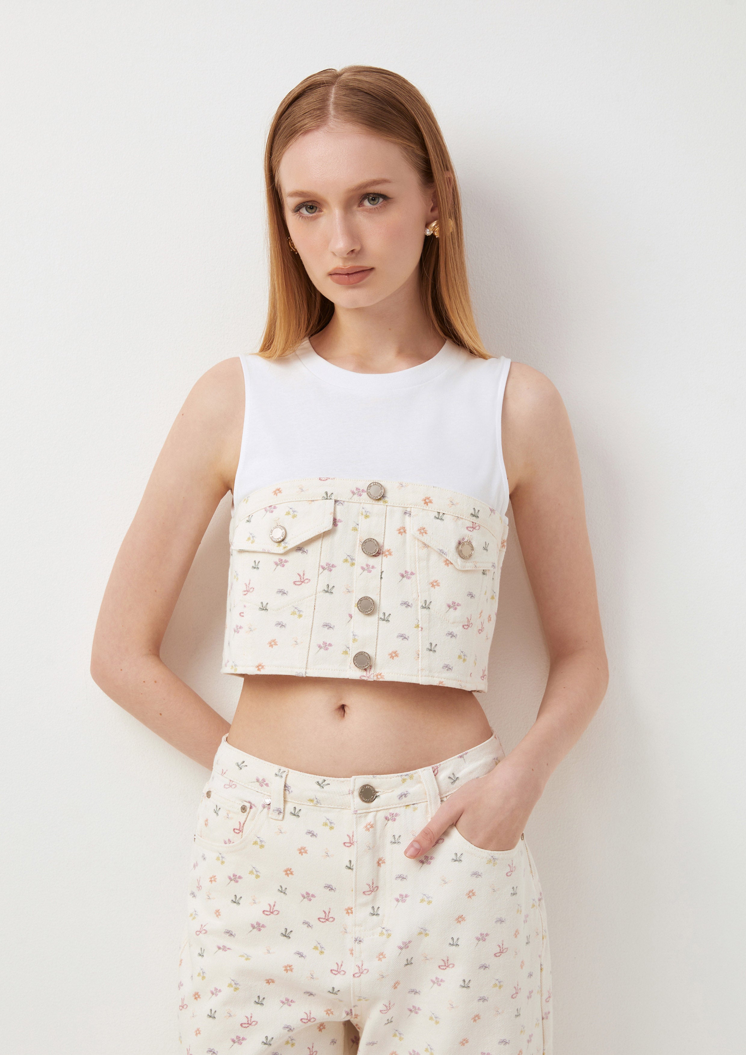 Denim Bustier Layered Tank Top Sweet Summertime