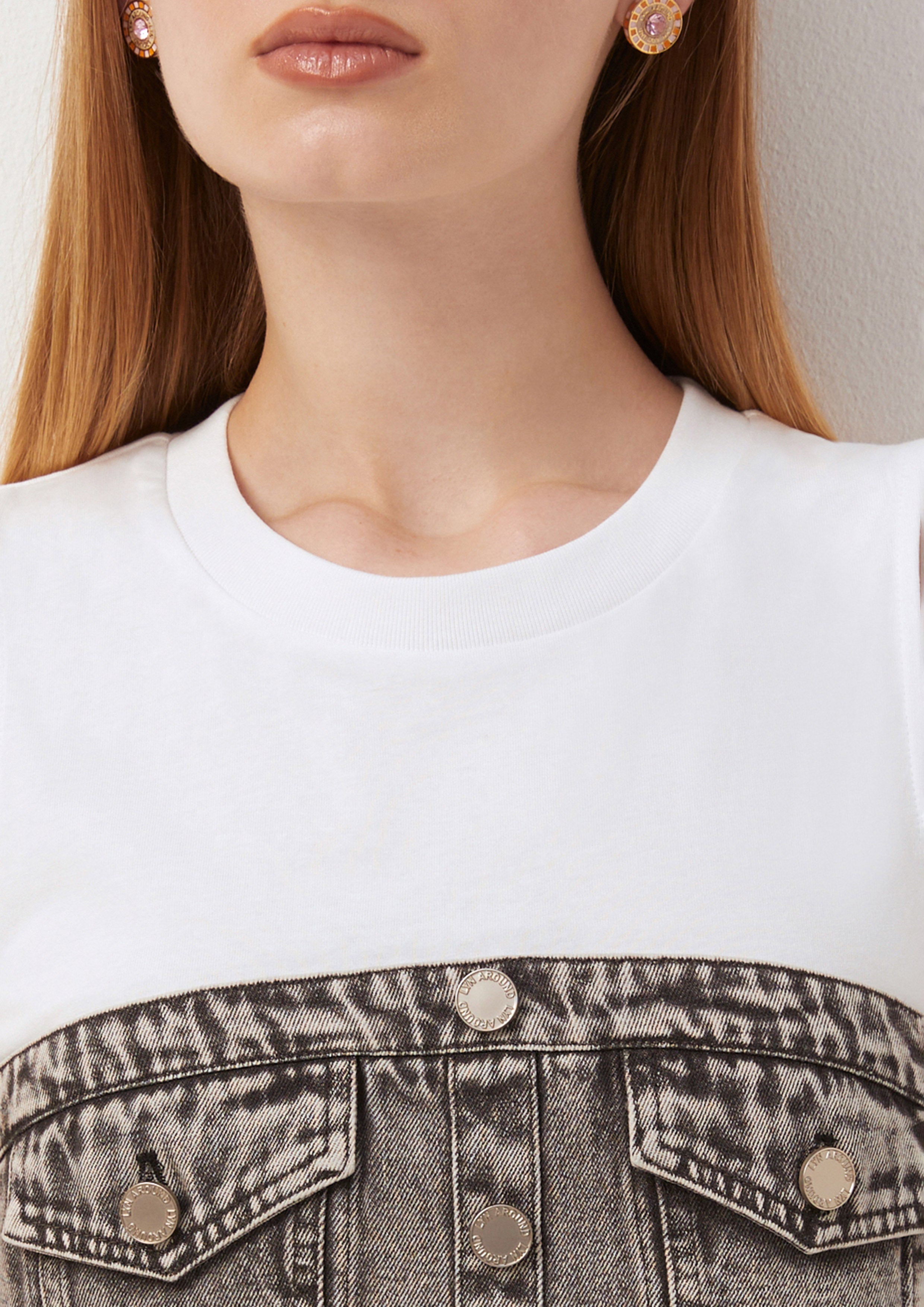 เสื้อกล้าม ทรงครอป เลเยอร์ผ้ายีนส์ Girls Just Wanna Have Sun