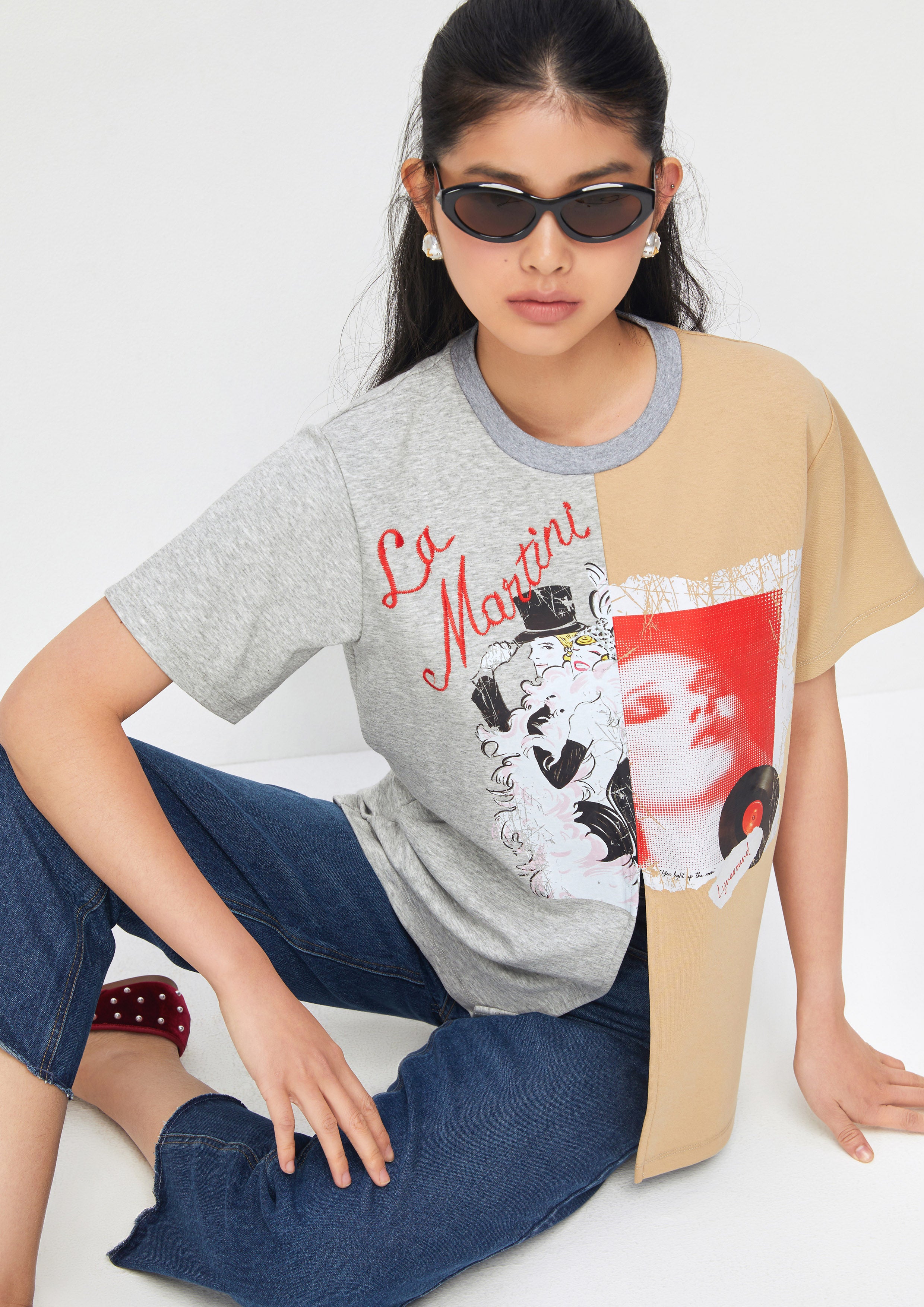 เสื้อยืดแขนสั้นทูโทนพิมพ์ลาย คอลเลกชัน Espresso Martini