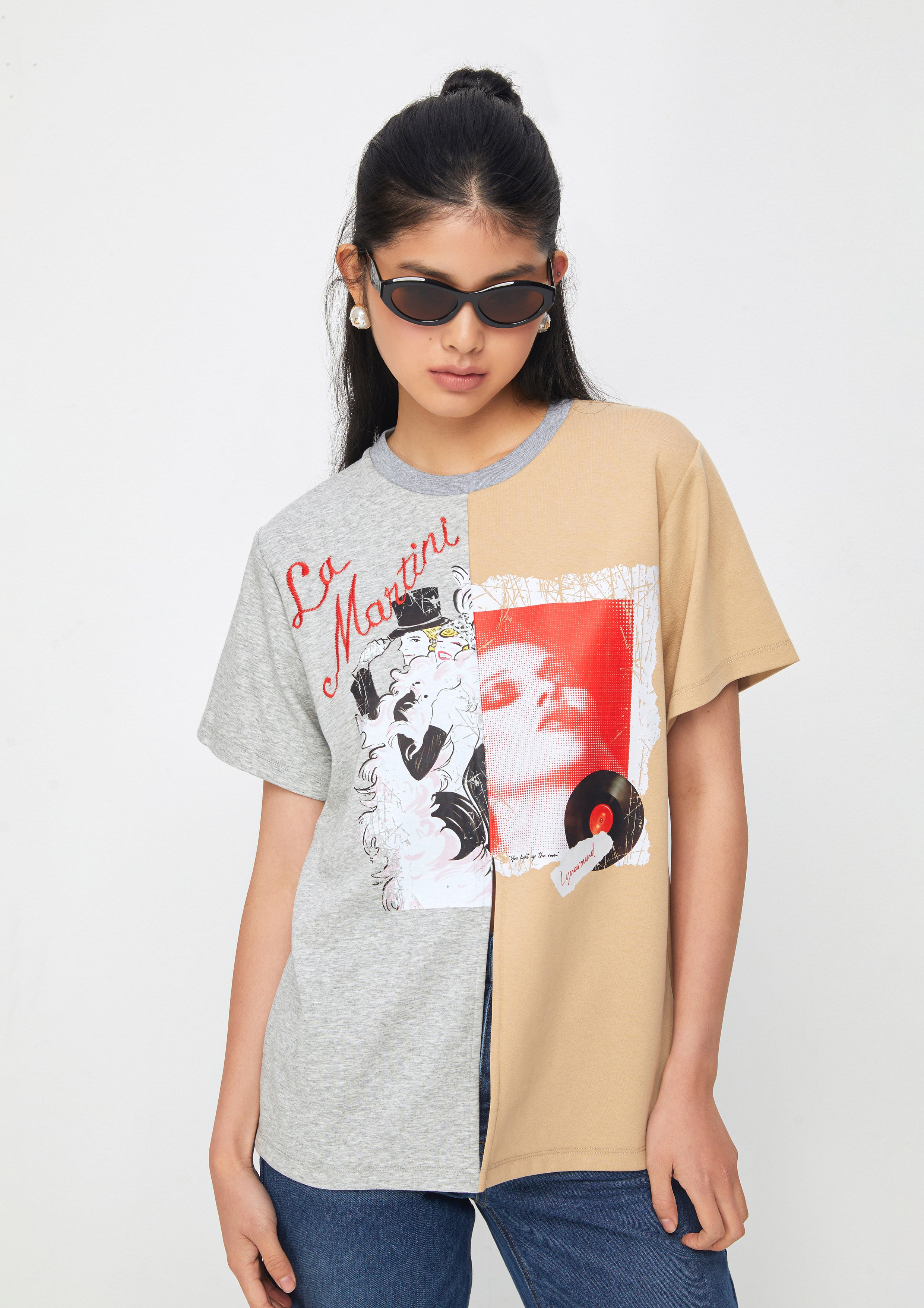 เสื้อยืดแขนสั้นทูโทนพิมพ์ลาย คอลเลกชัน Espresso Martini