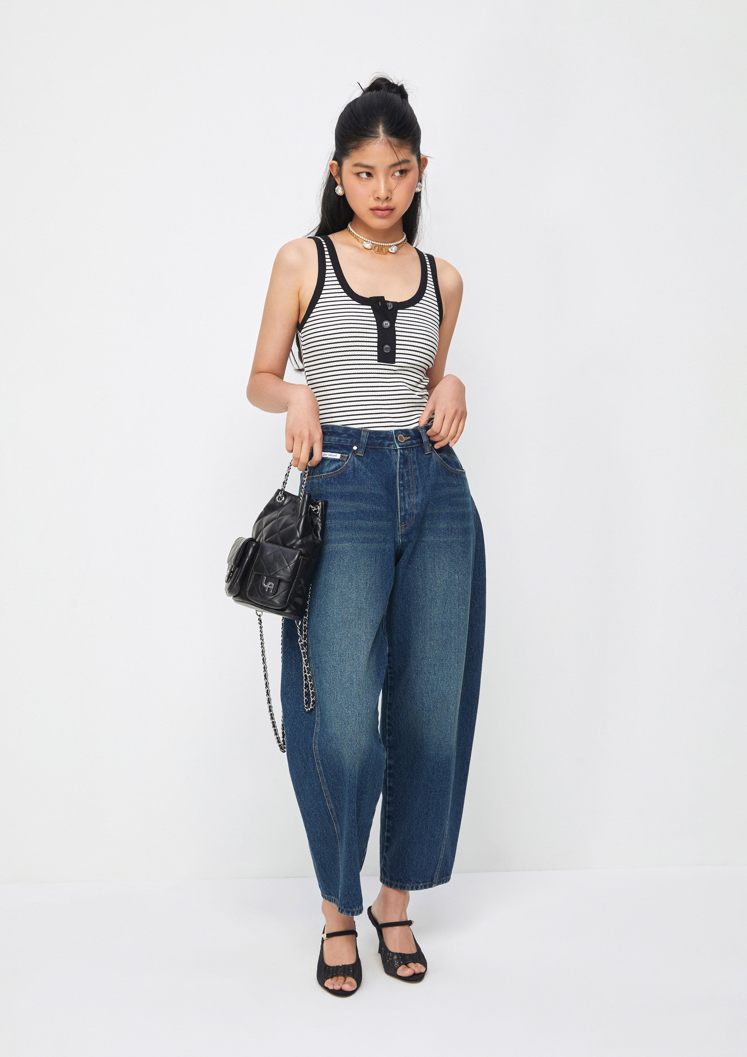 Curve Leg Denim Pants Dust and Diamonds
