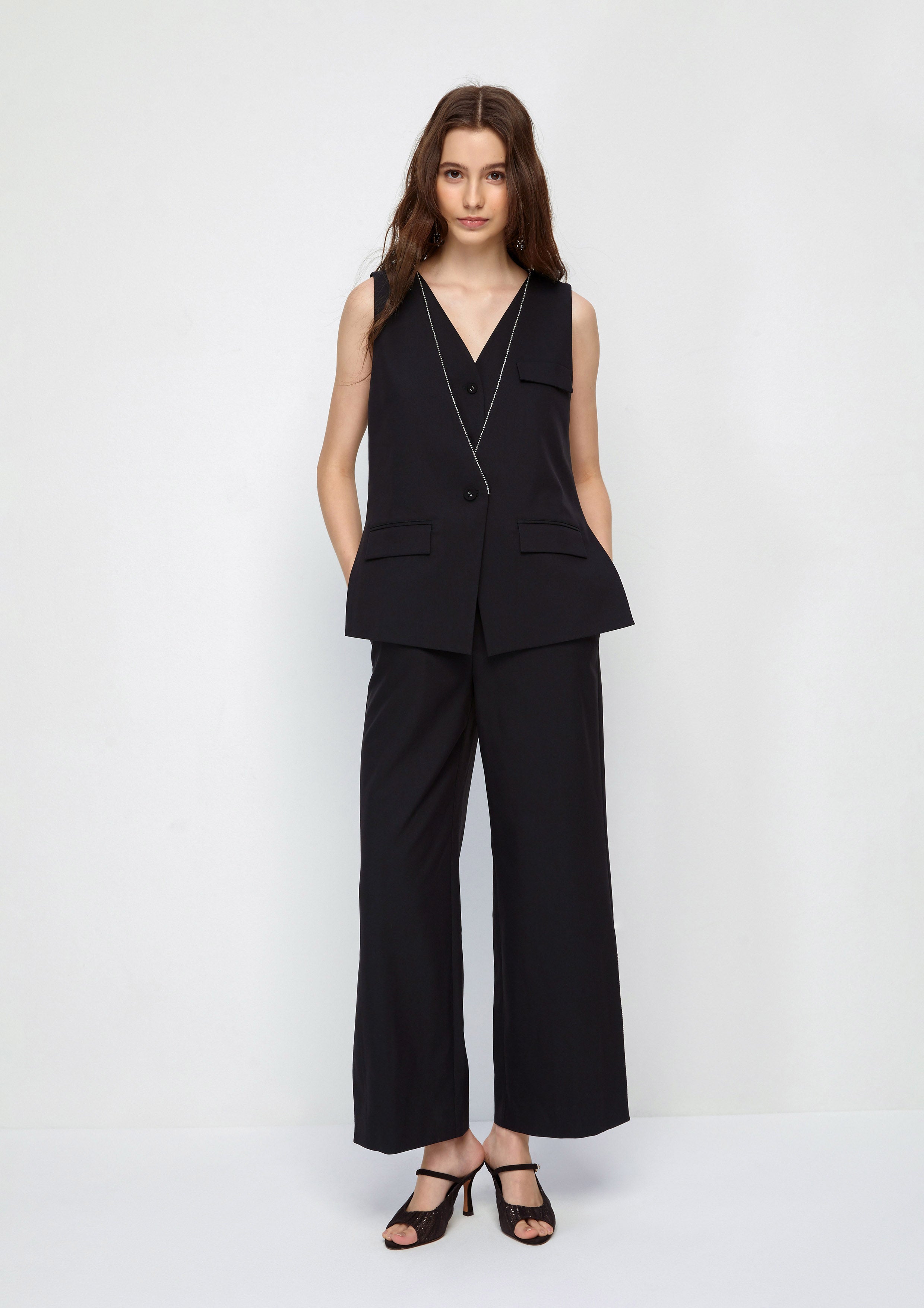Crystal Trim Neck Jumpsuit The Secret Agent
