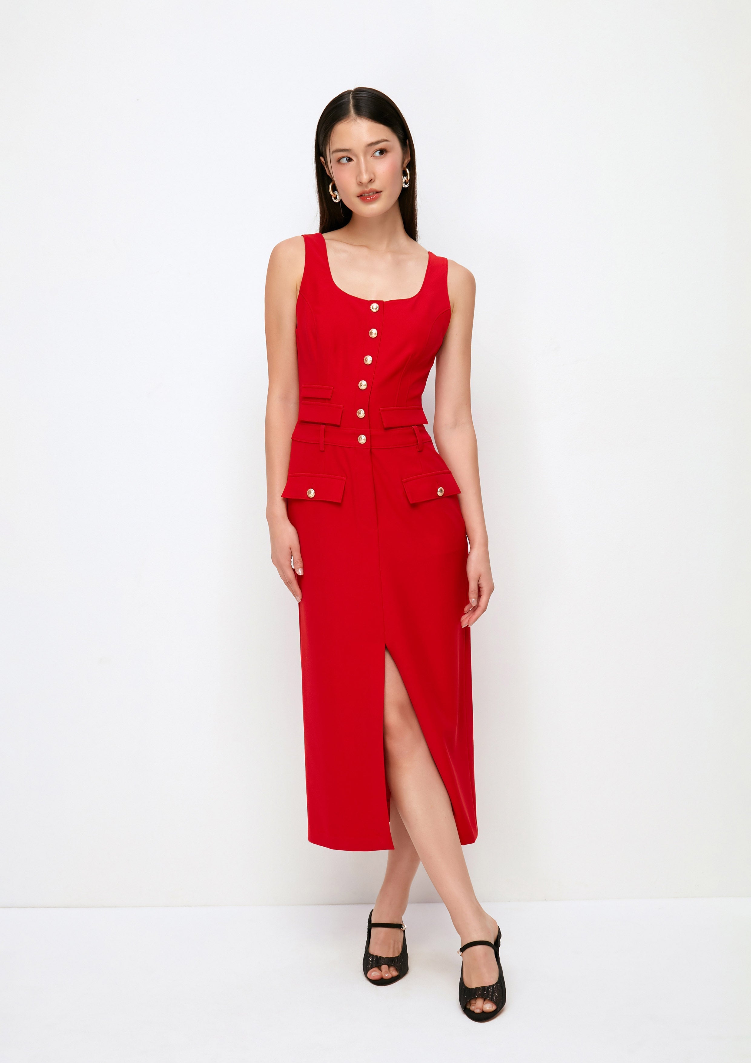 Front Slit Midi Dress The Secret Agent