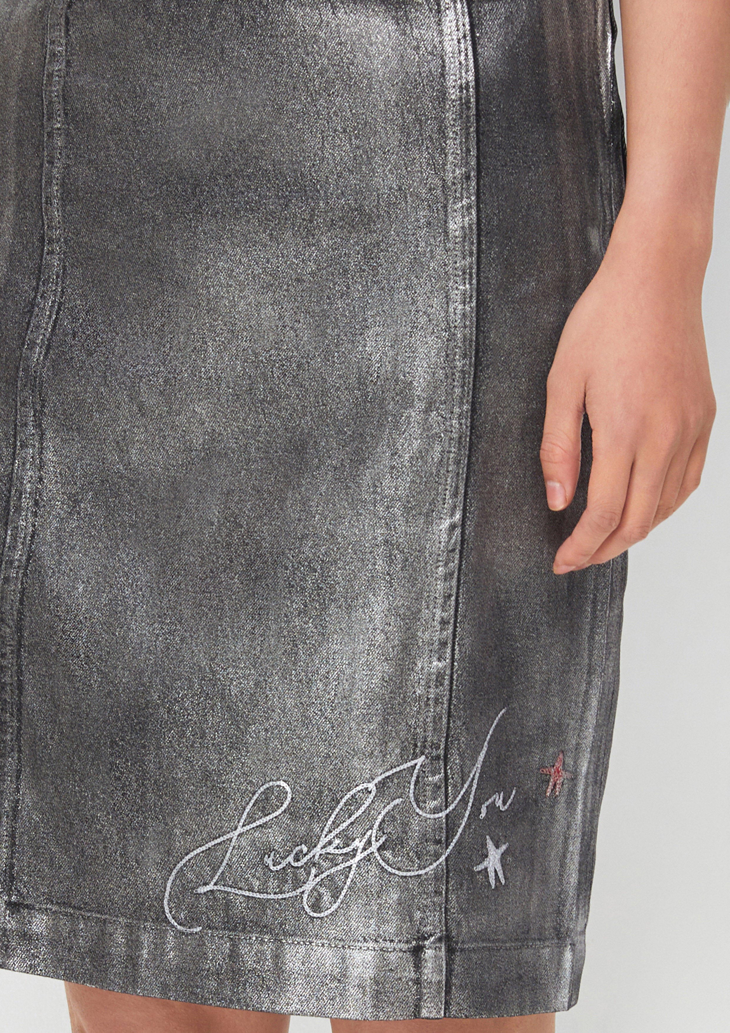 Metallic Mini Skirt With Embroidery Property of Jolly