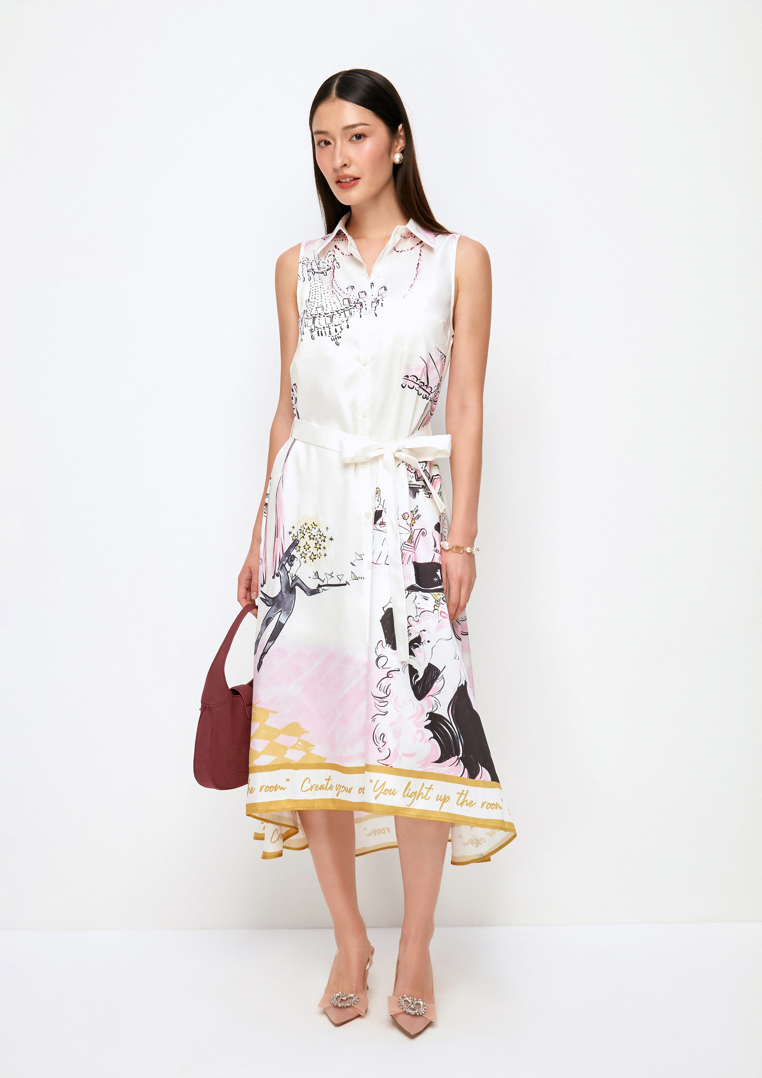 Print Sleeveless Dress Espresso Martini