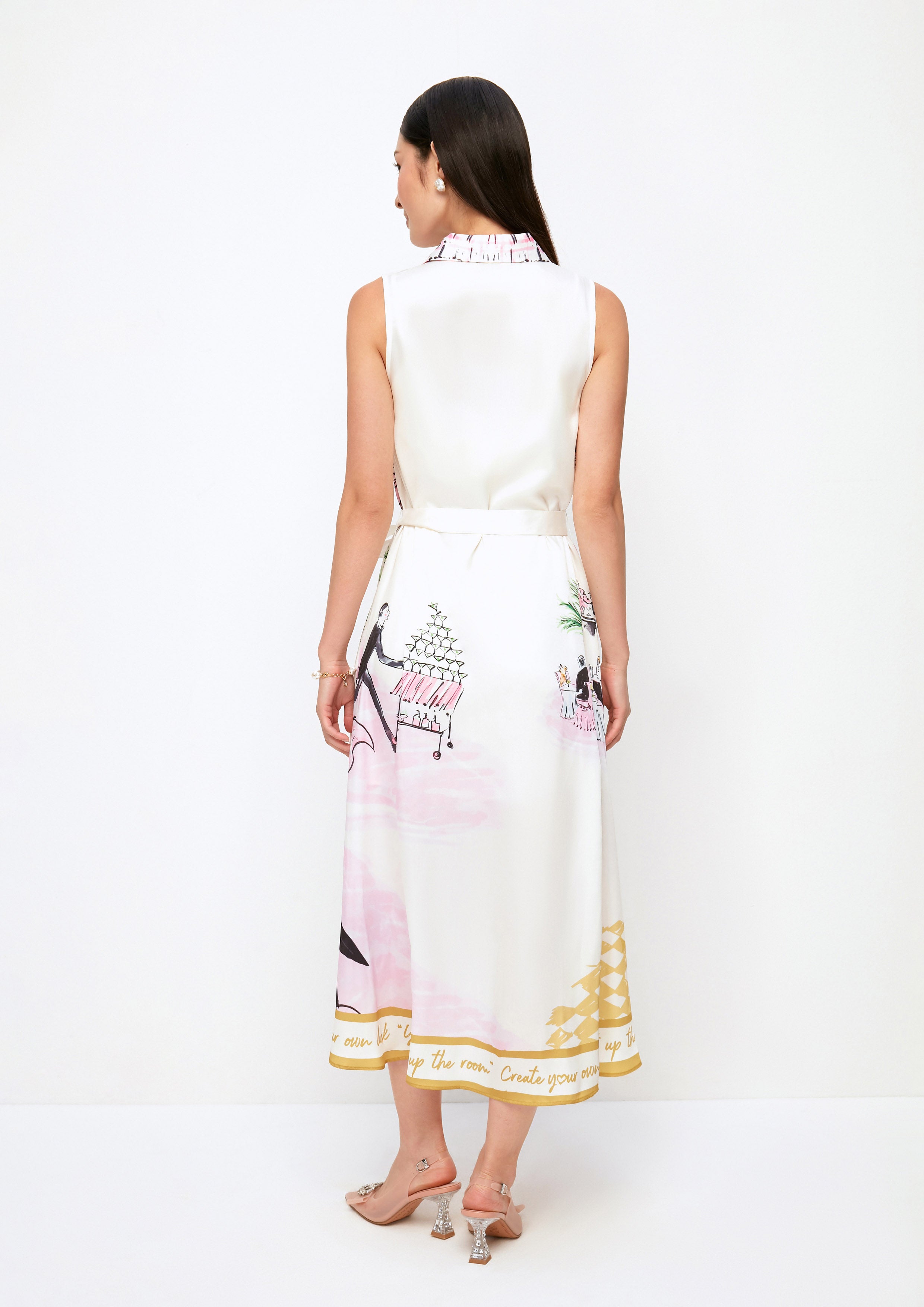 Print Sleeveless Dress Espresso Martini