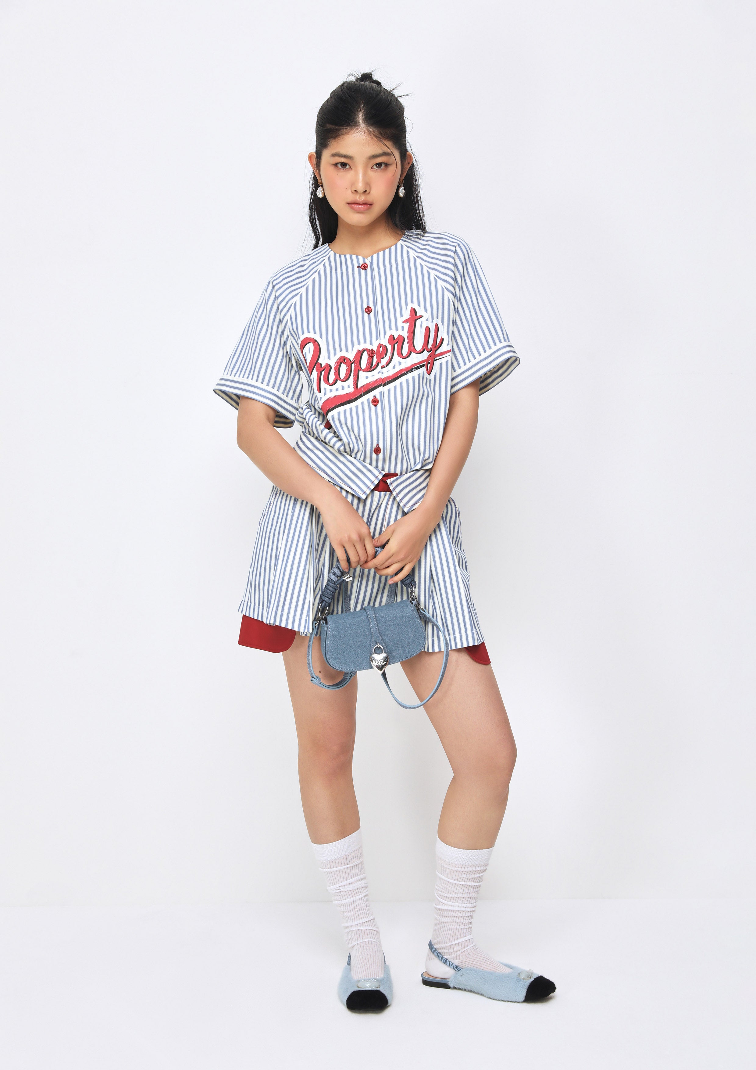เสื้อเชิ้ตลายทางแขนสั้น คอลเลกชัน Property of Jolly