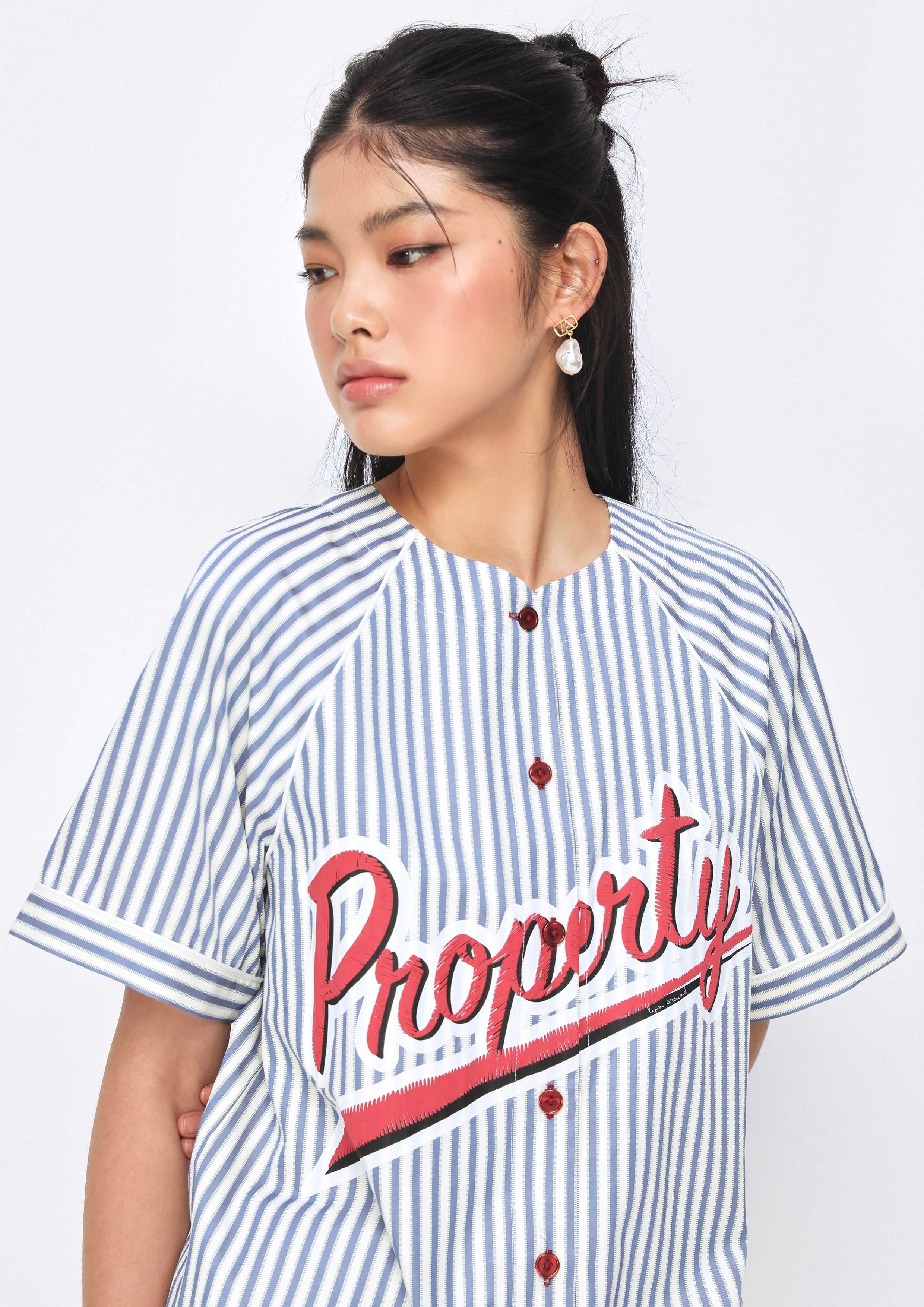 เสื้อเชิ้ตลายทางแขนสั้น คอลเลกชัน Property of Jolly