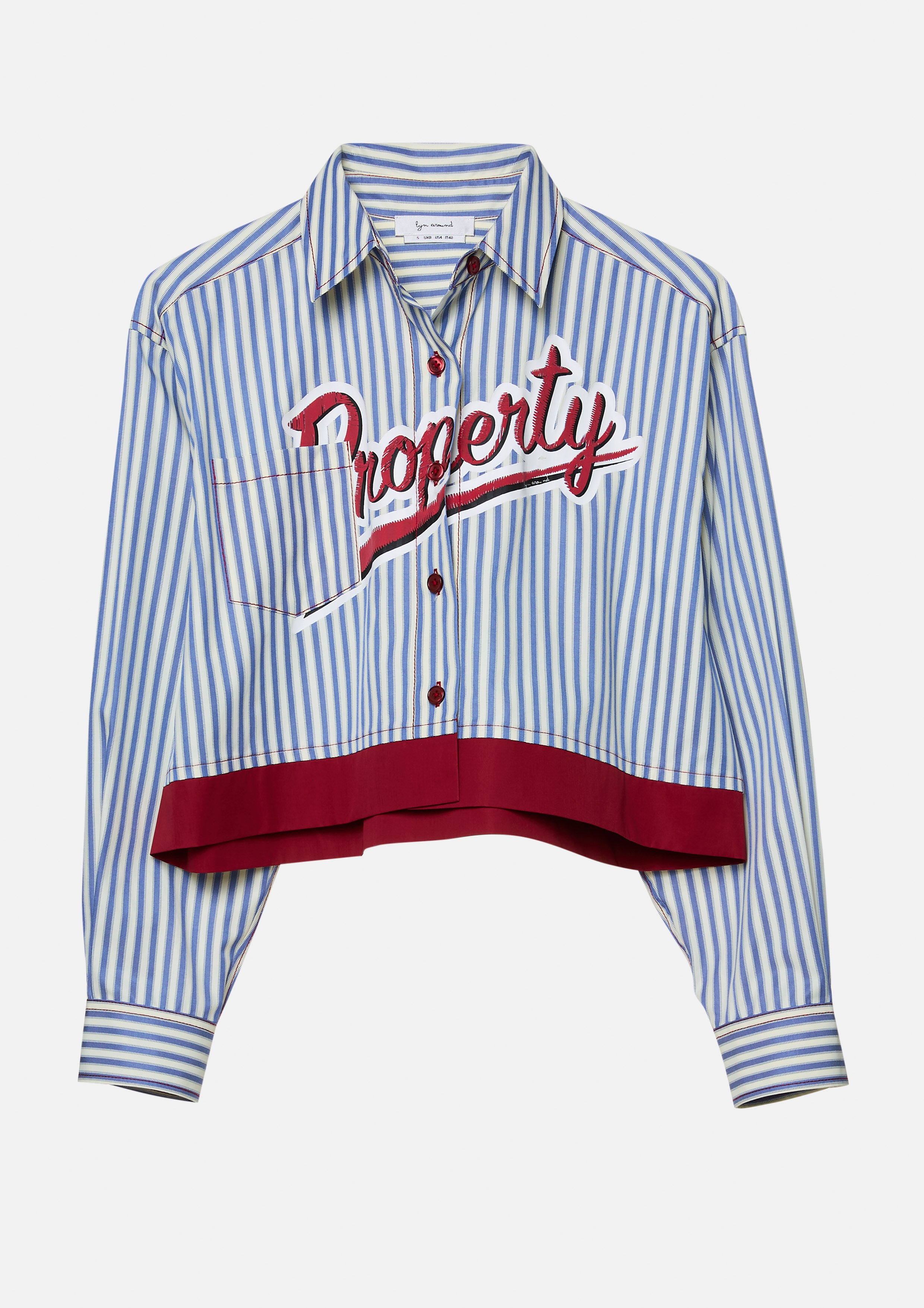 เสื้อเชิ้ตครอปแขนยาวลายทาง คอลเลกชัน Property of Jolly