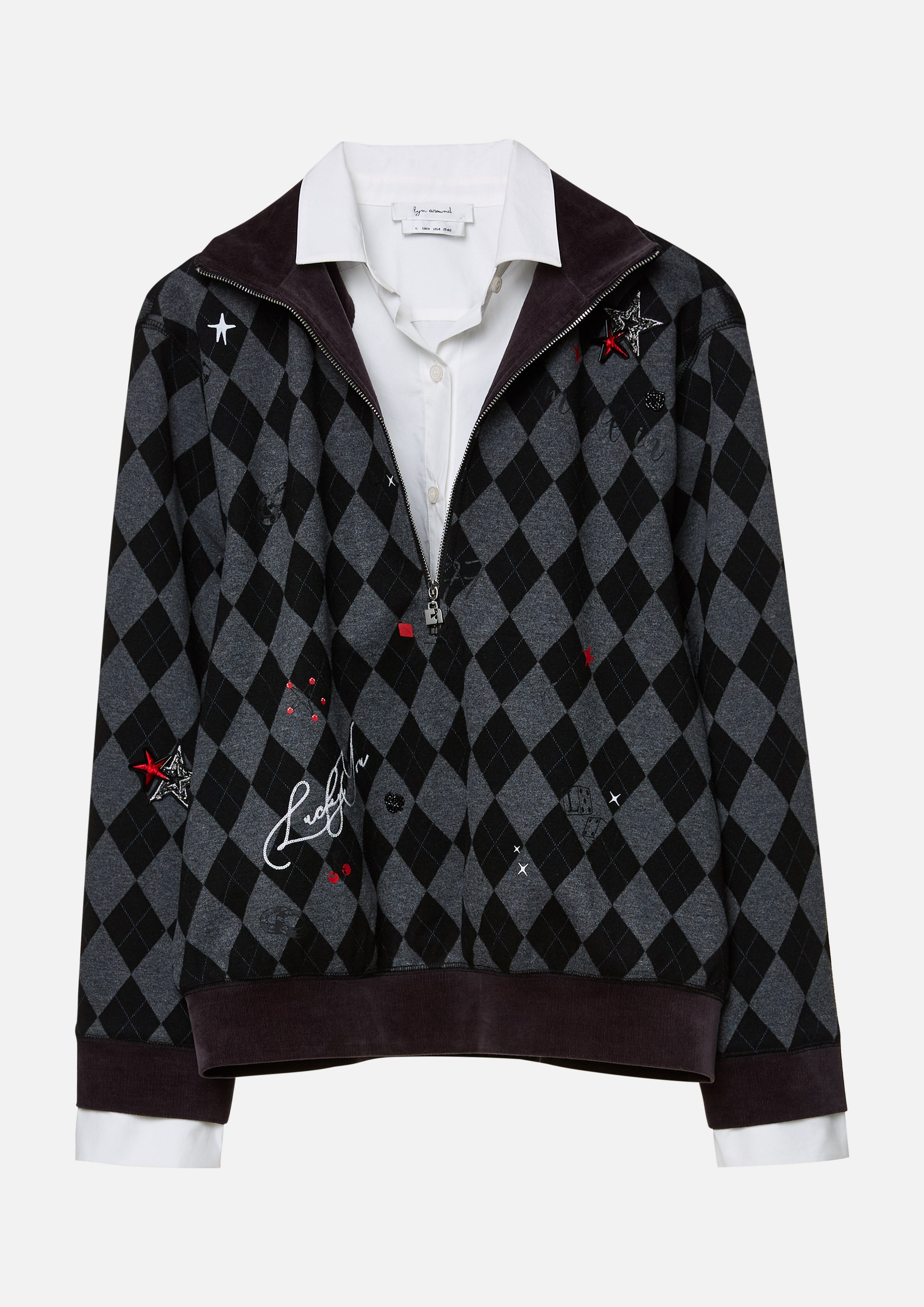 เสื้อกันหนาวพูลโอเวอร์ลายตารางปักลาย คอลเลกชัน Property of Jolly
