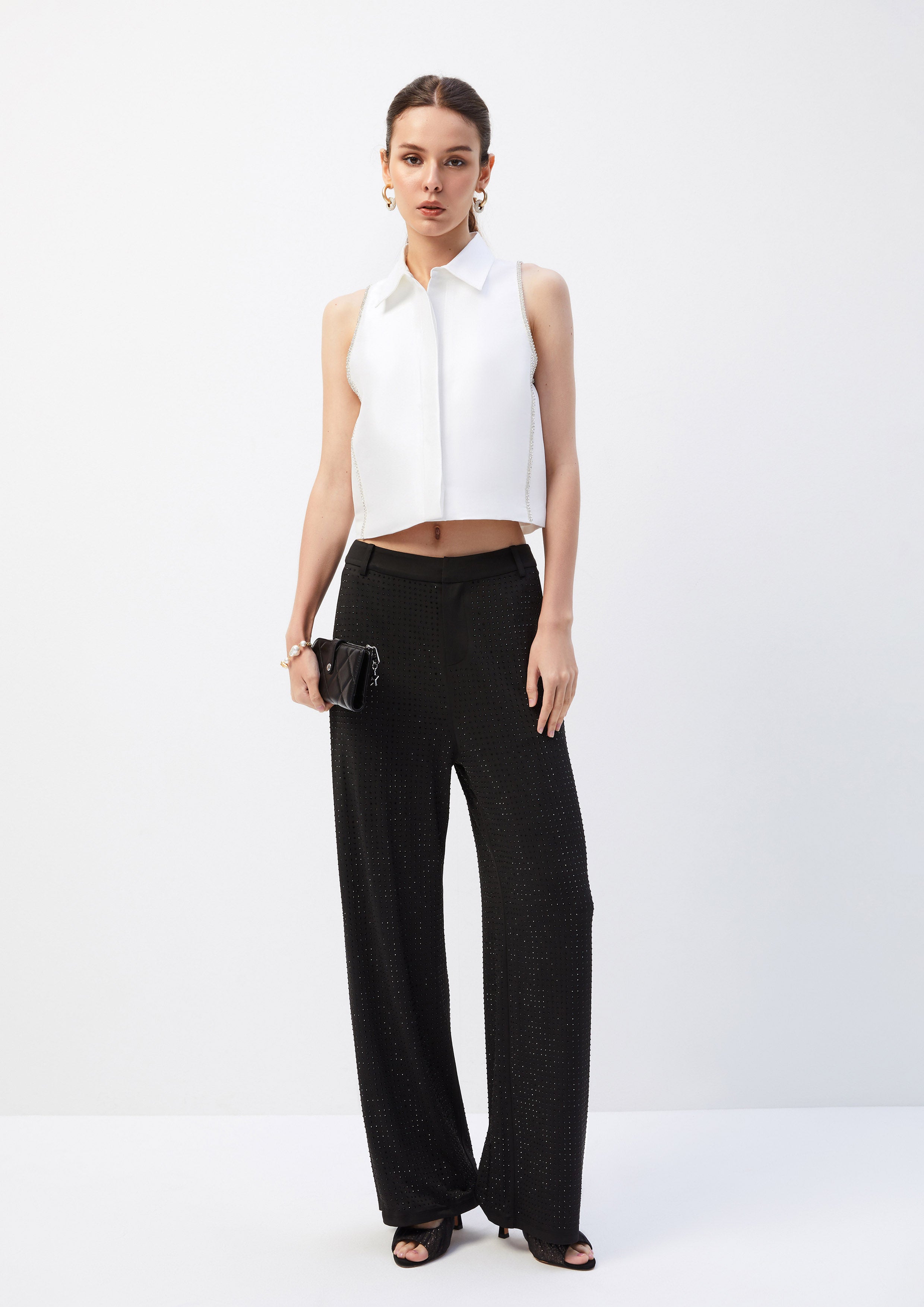 Crystal Trim Satin Crop Top Mucho Amor