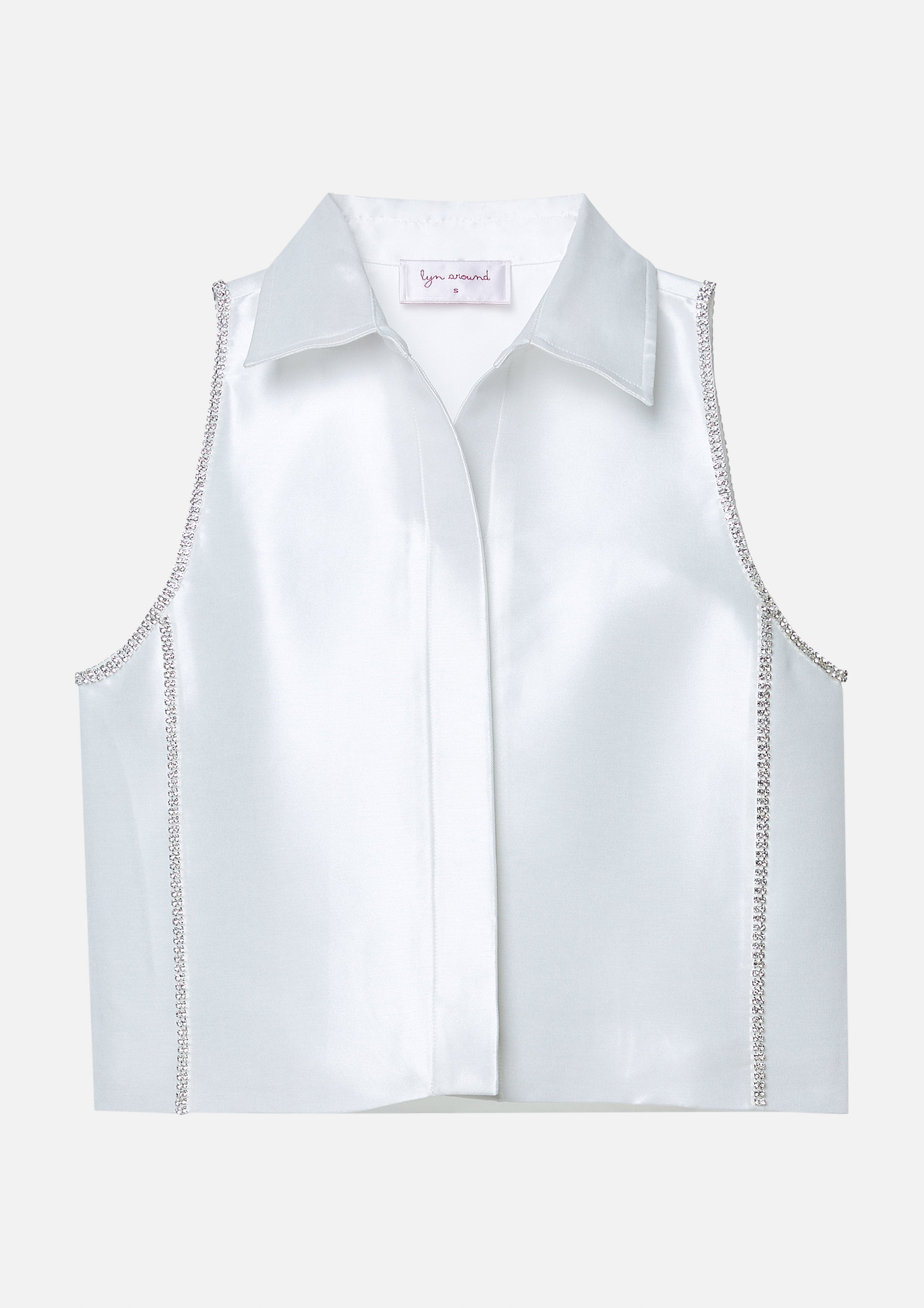 Crystal Trim Satin Crop Top Mucho Amor