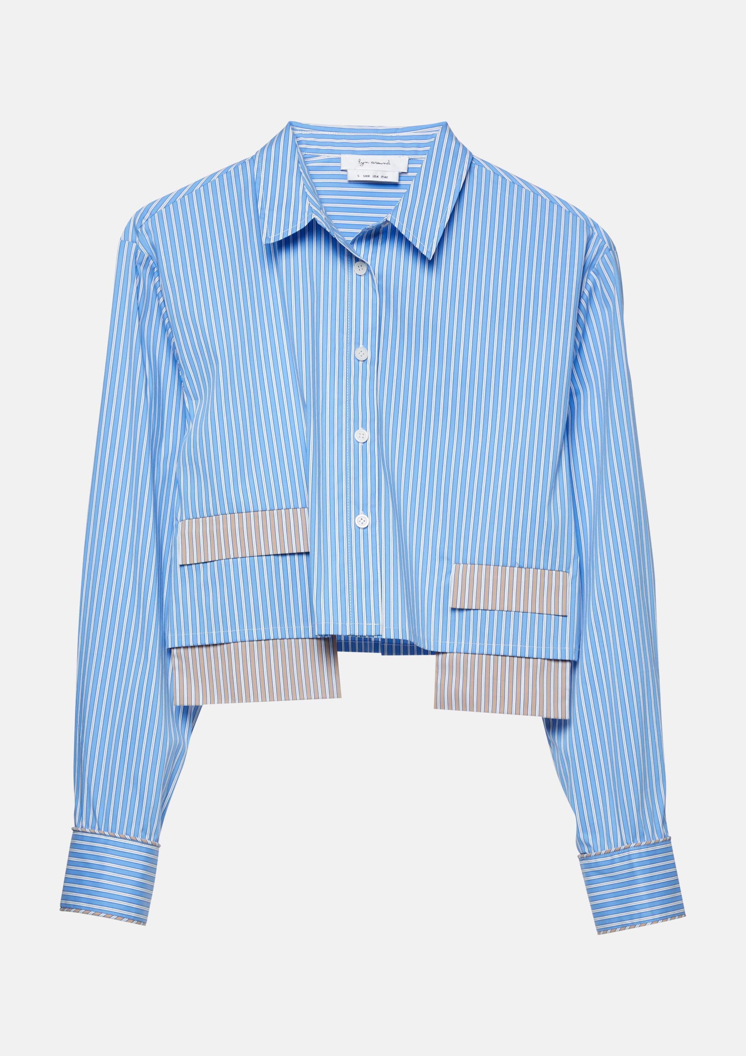 Stripe Long Sleeve Crop Shirt Take Sip