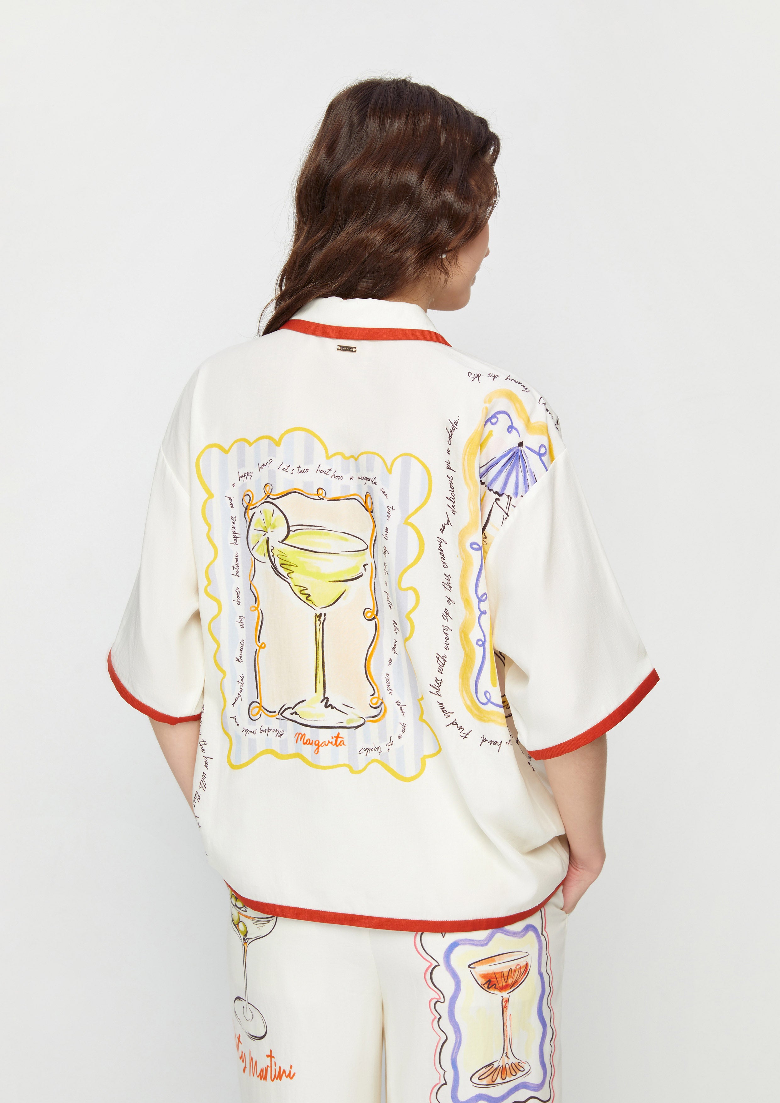 Print Short Sleeve Shirt Take Sip