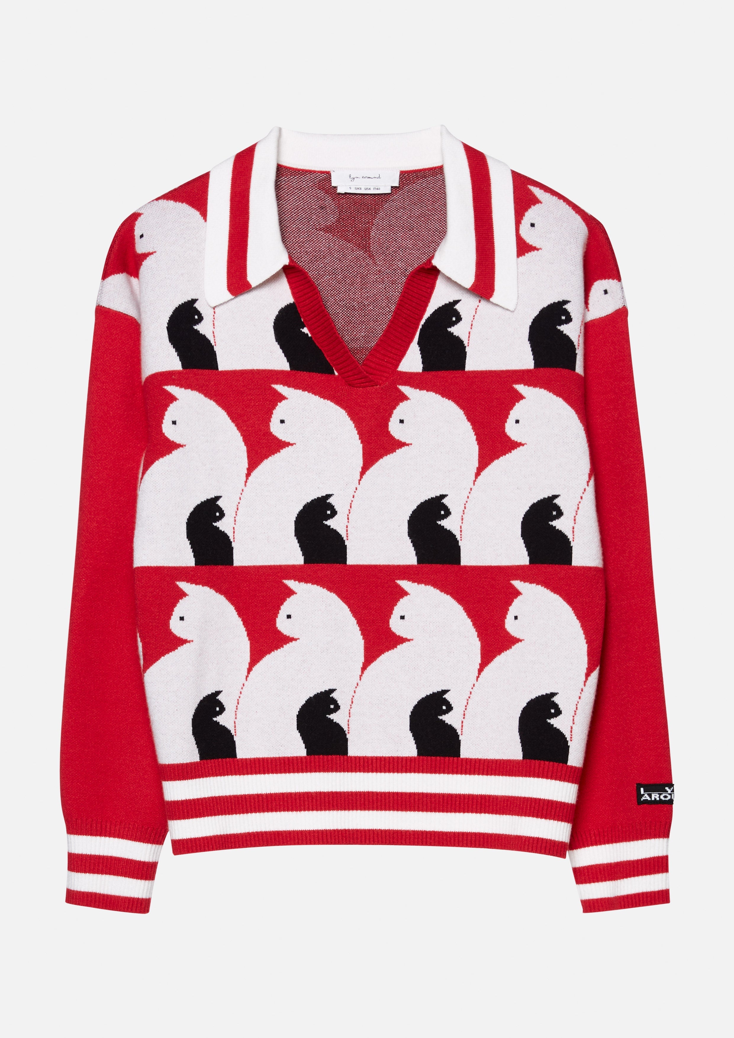 Embroidery Knitted Pullover Cat Gambit