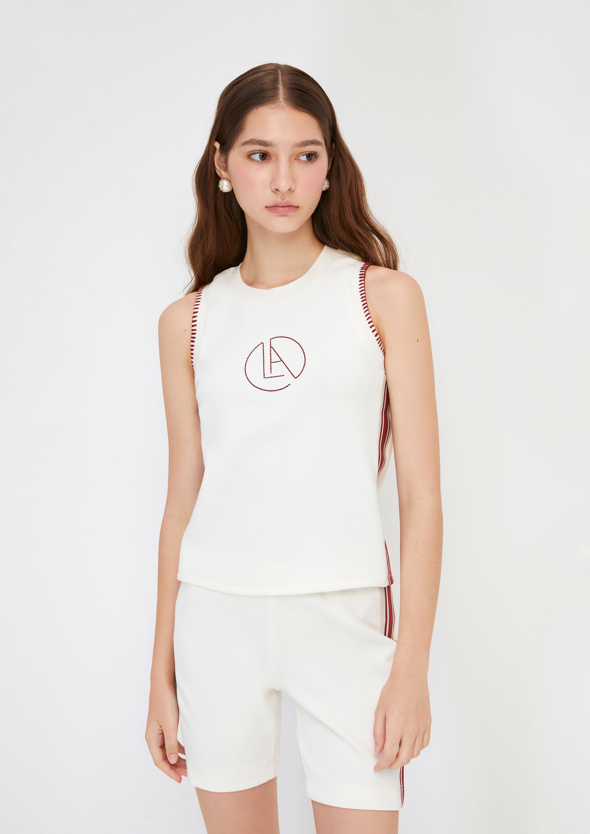 Stitching Logo Sleeveless Top Rehab & Leisure