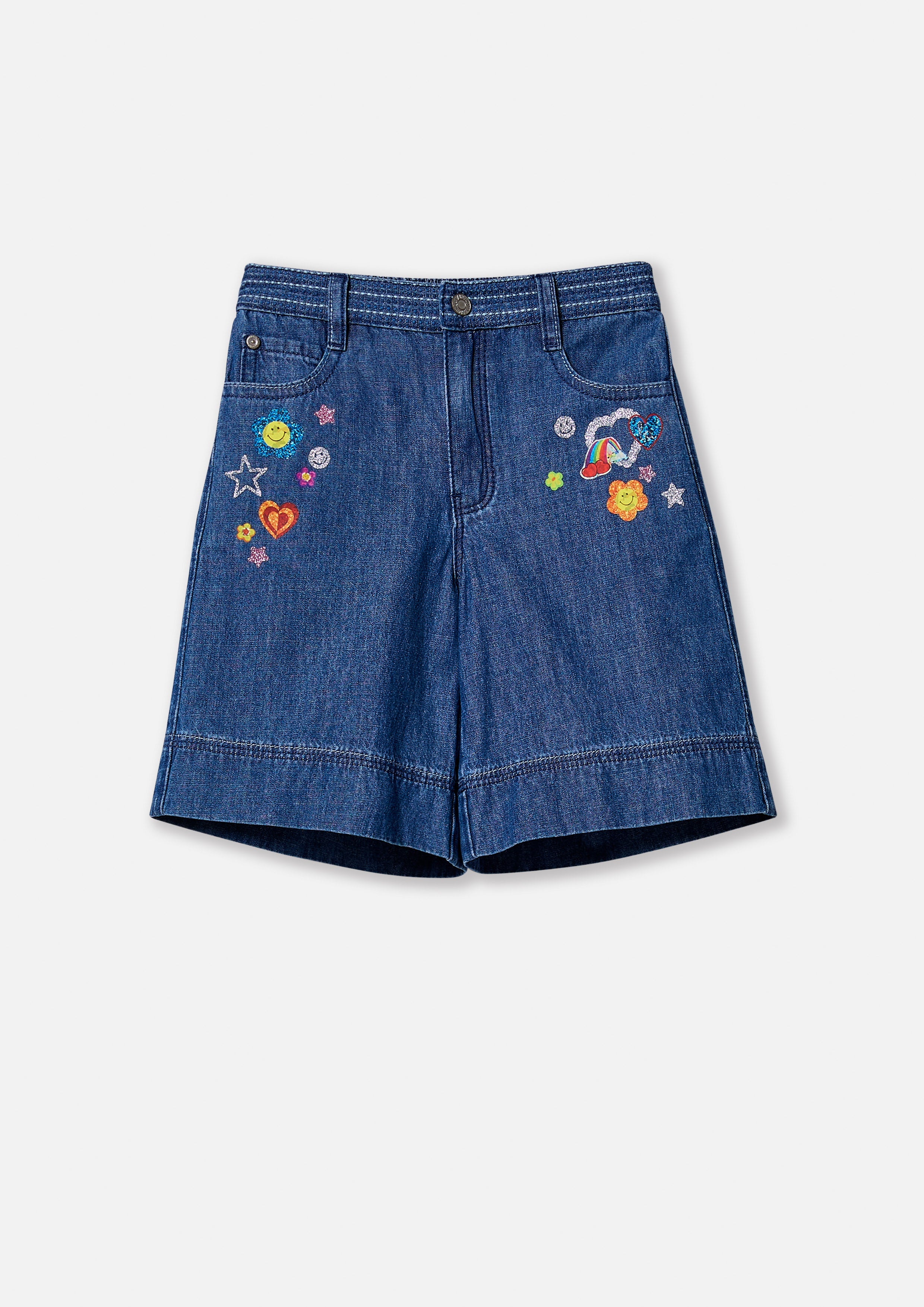 กางเกงขาสั้นเดนิมปักลาย สำหรับเด็กผู้หญิง คอลเลกชัน Like a Virgin