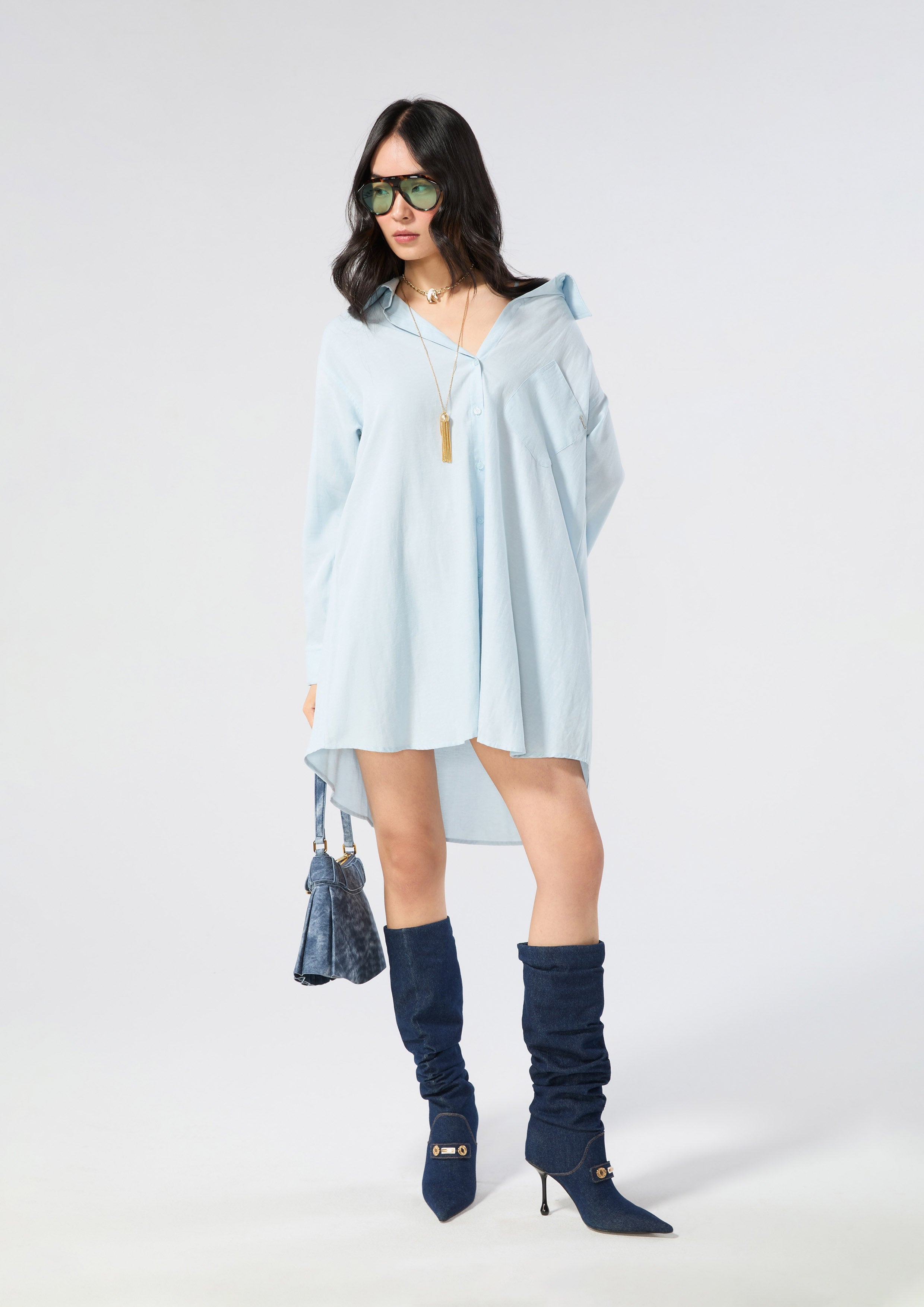 Long Sleeve Shirt Dress Rosewood Fleur