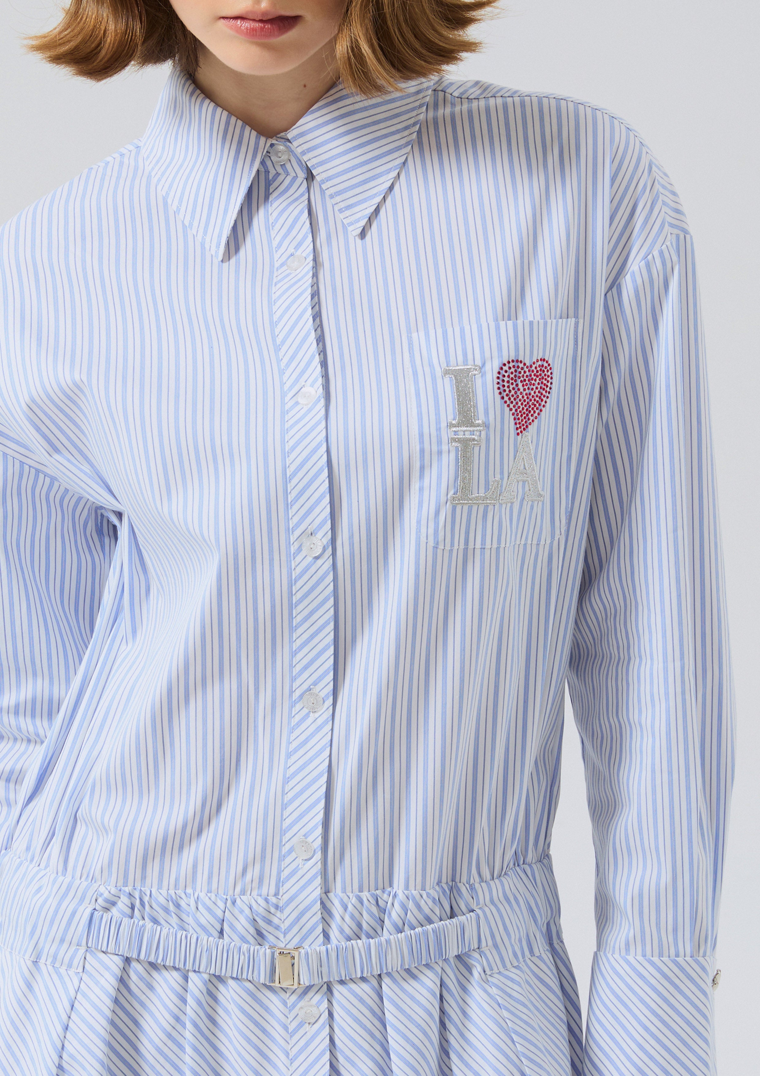 เดรสสั้นลายทางปักลายแต่งคริสตัลฮอตฟิกซ์ คอลเลกชัน Miracle Voyard