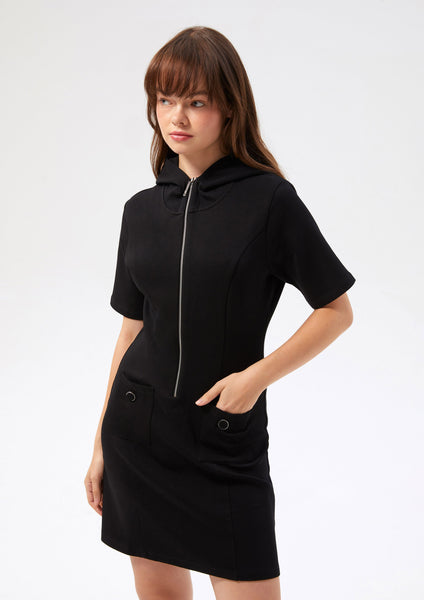 Create Your Signature Look with Zip Up Hood Mini Dress Miracle