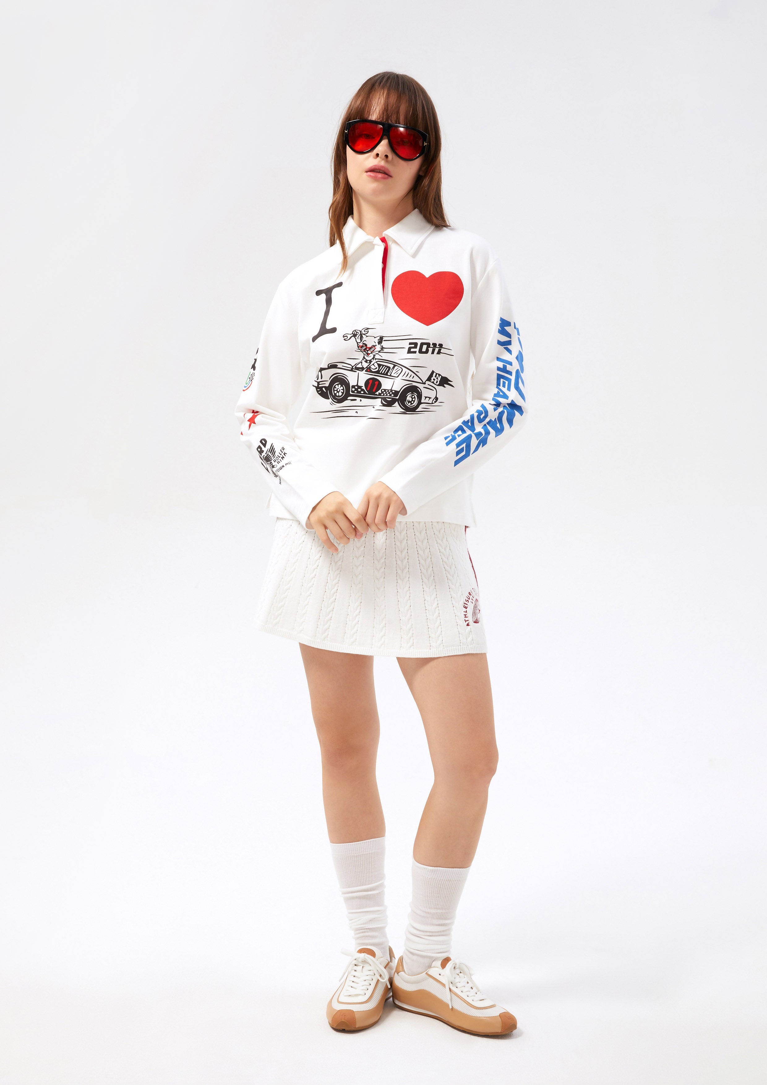 Print Long Sleeve Polo Top Speed Voyard