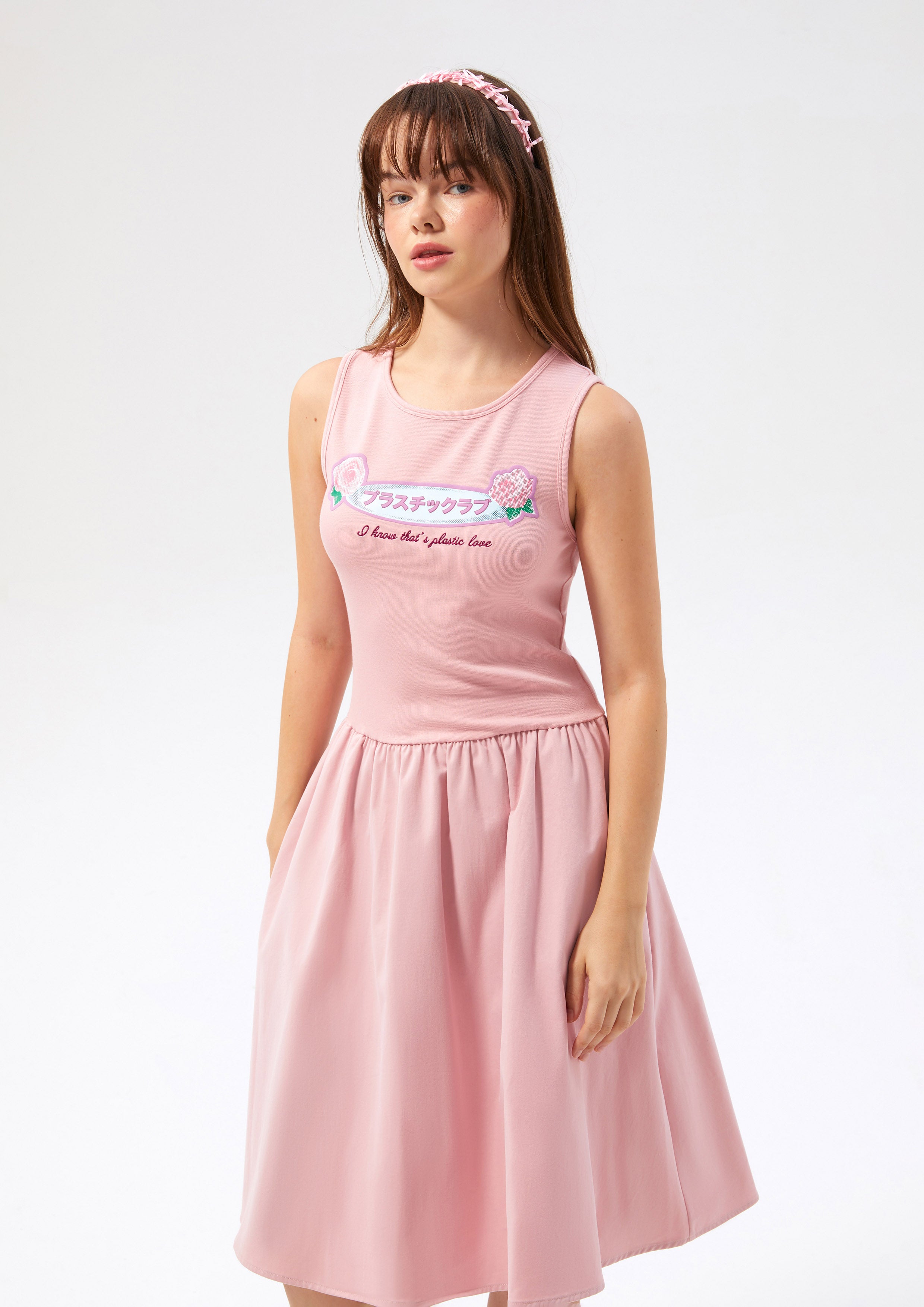 Sleeveless Flare Skirt Midi Dress Rodeo Rose