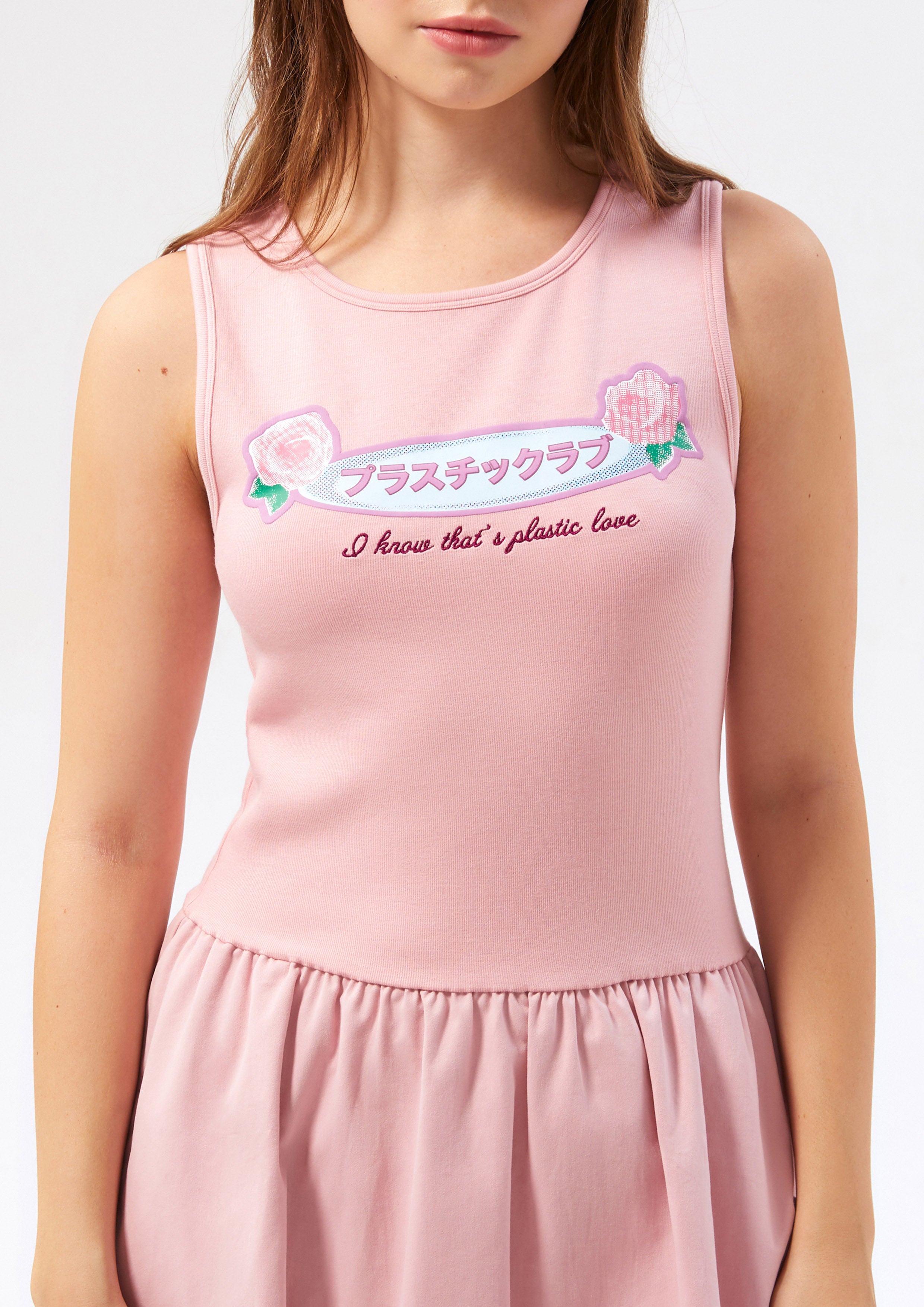 Sleeveless Flare Skirt Midi Dress Rodeo Rose