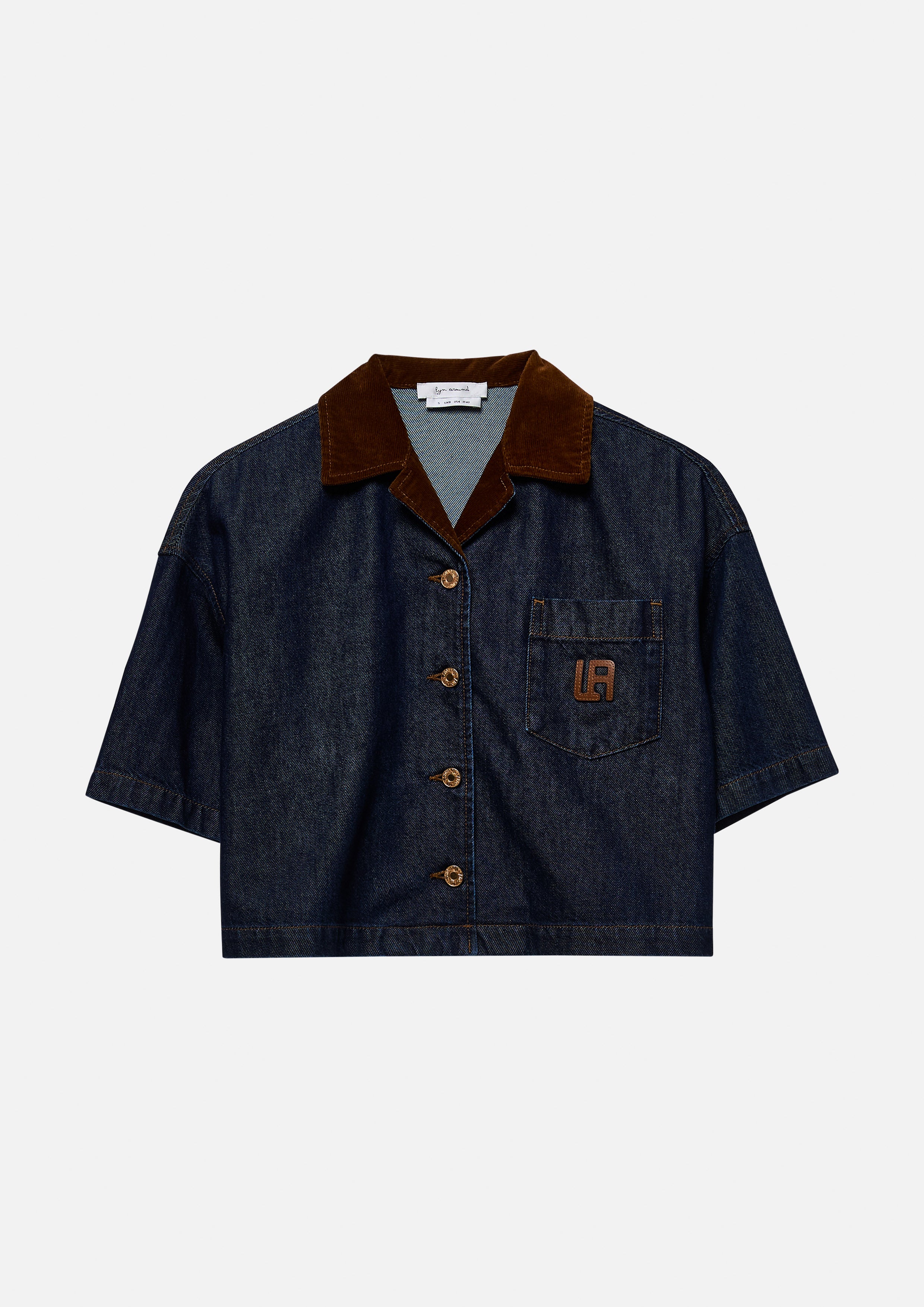 Velvet Collar Denim Shirt Basic Denim