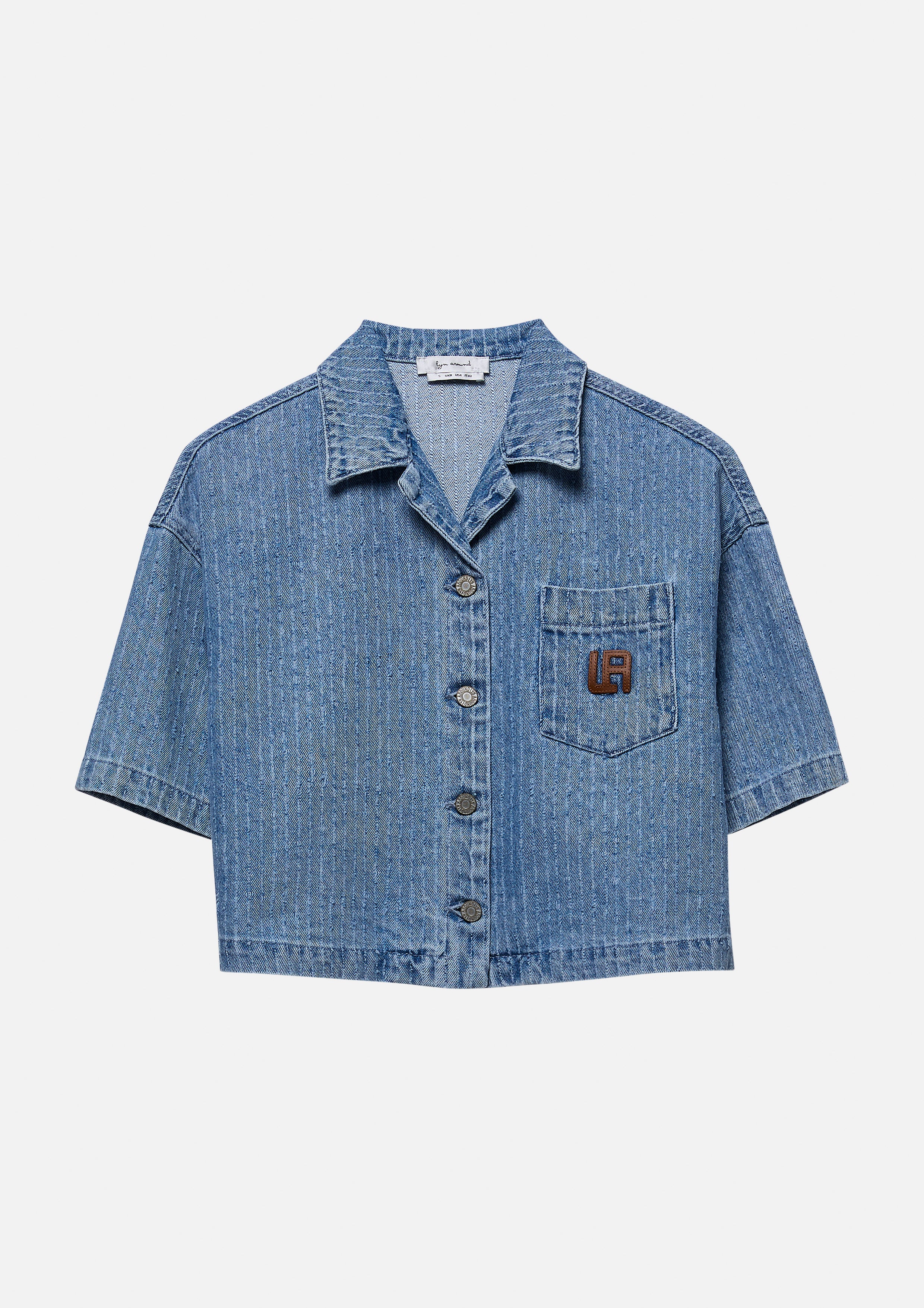 Short Sleeve Denim Shirt Basic Denim